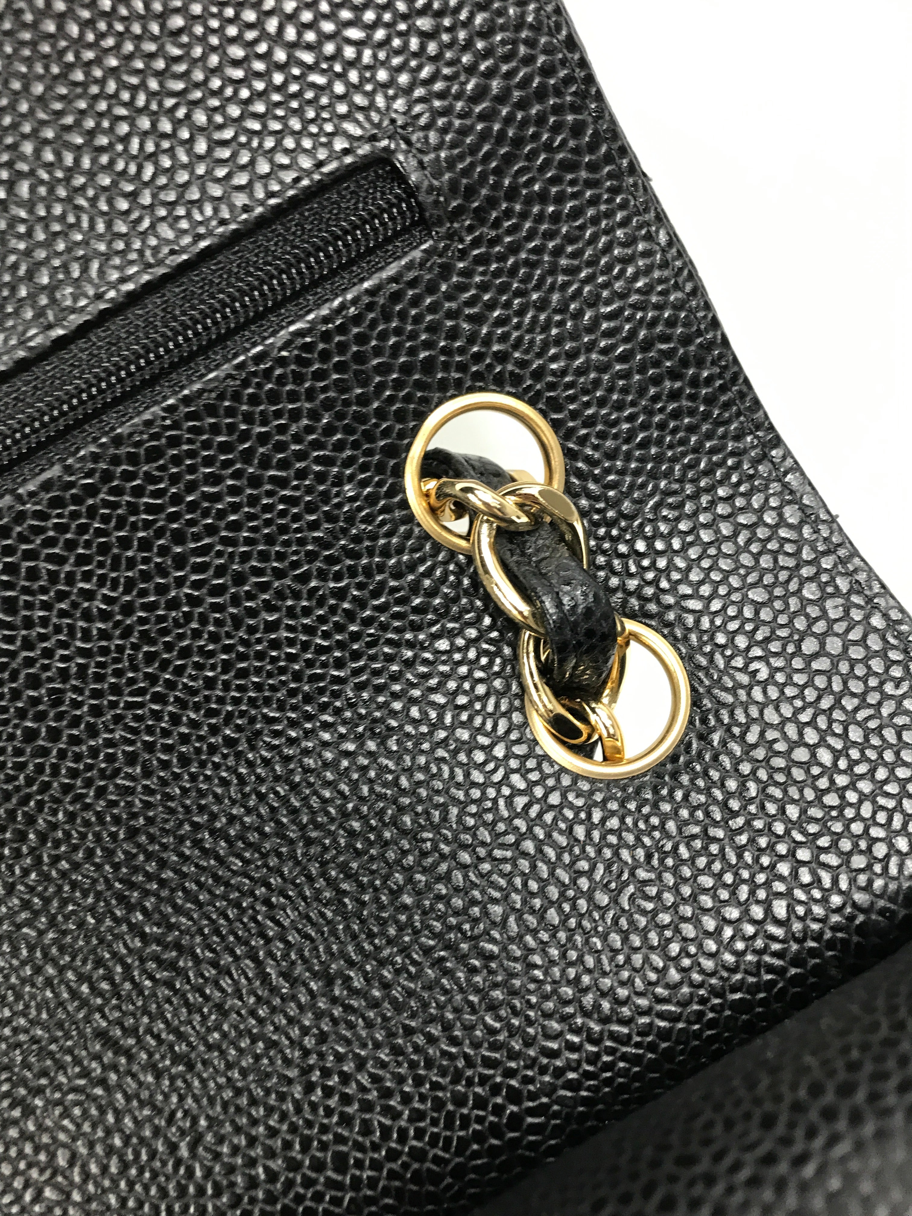 Black Caviar Quilted Double Flap Jumbo w/GHW