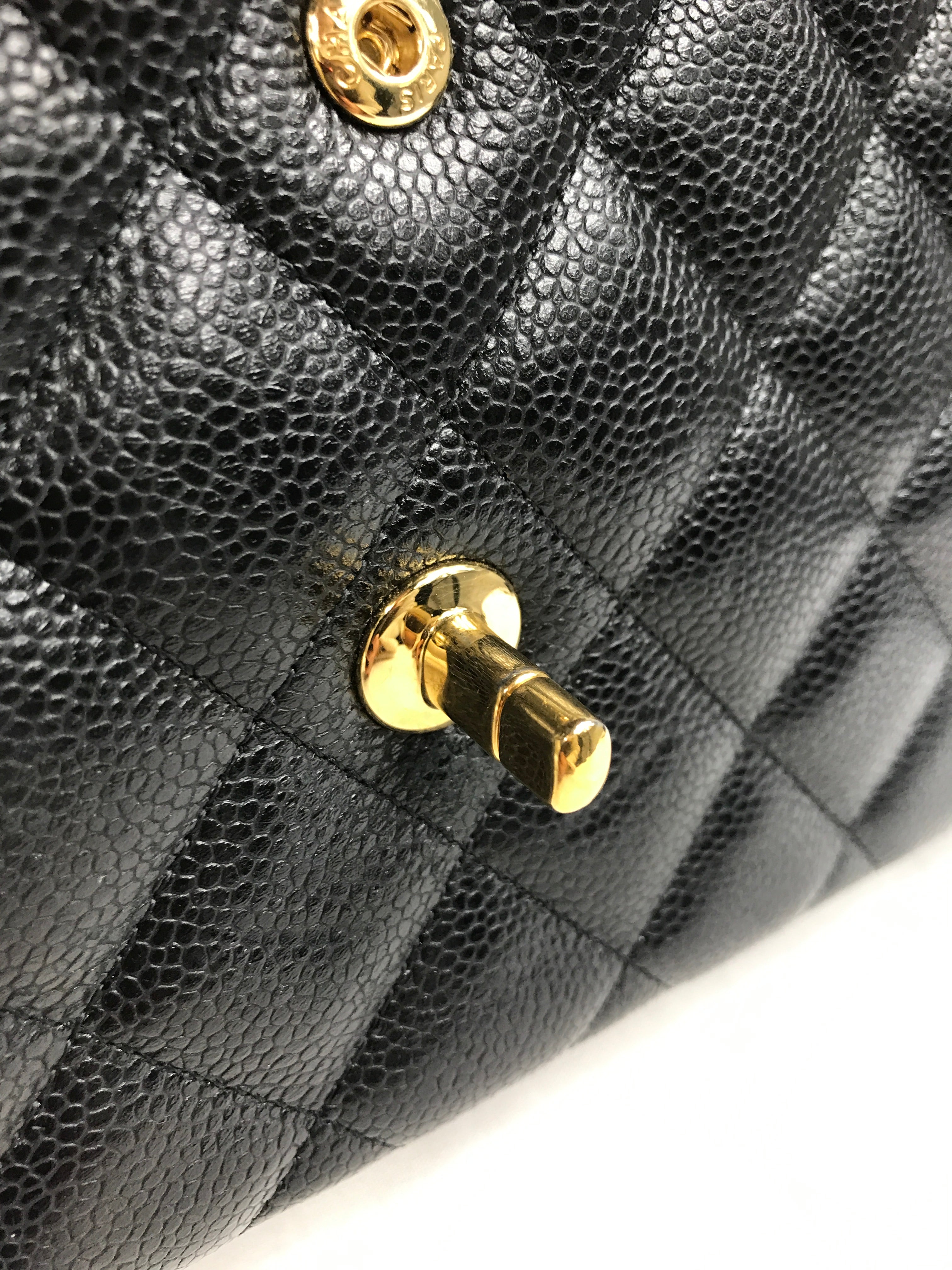 Black Caviar Quilted Double Flap Jumbo w/GHW