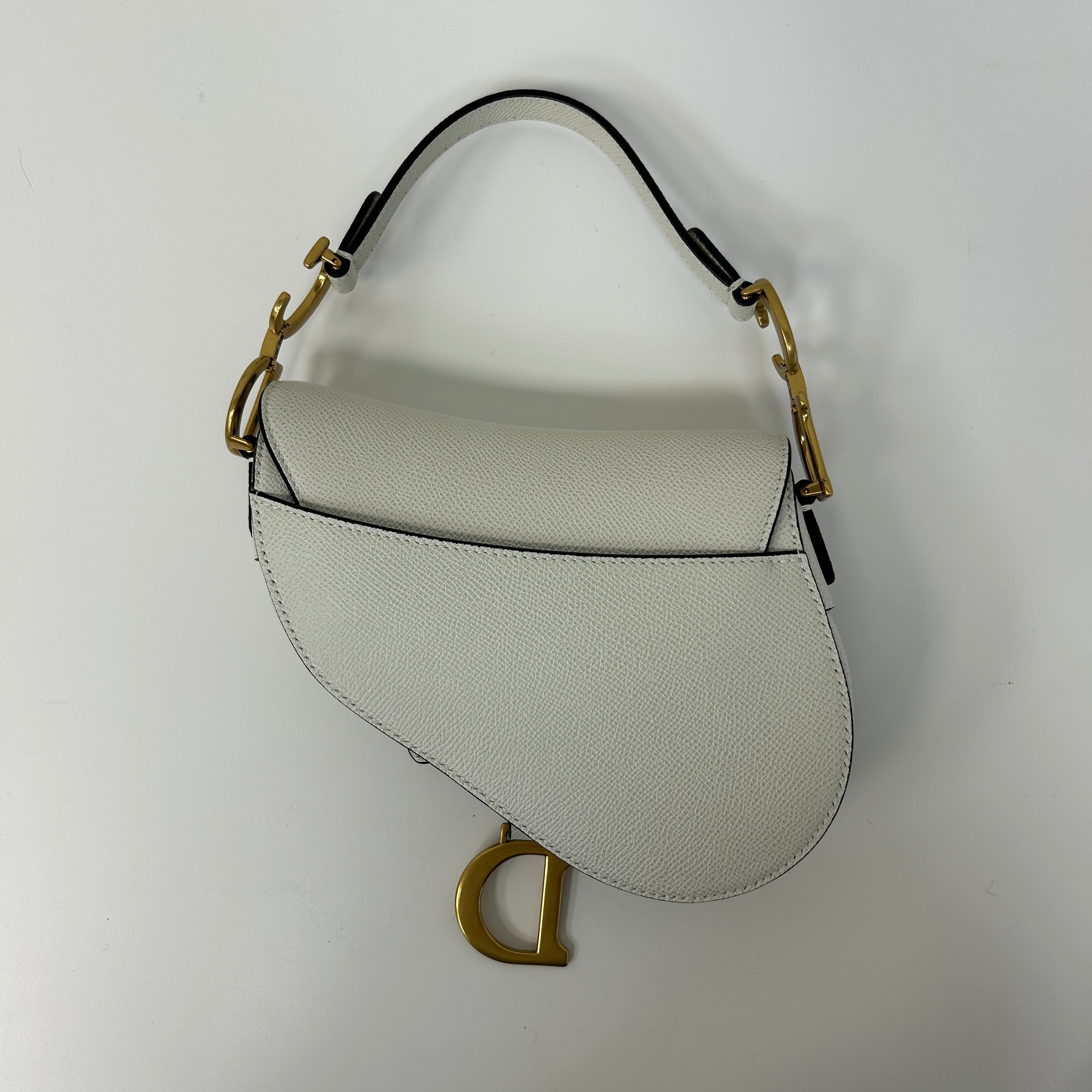 Latte Grained Calfskin Mini Saddle Bag w/AGHW