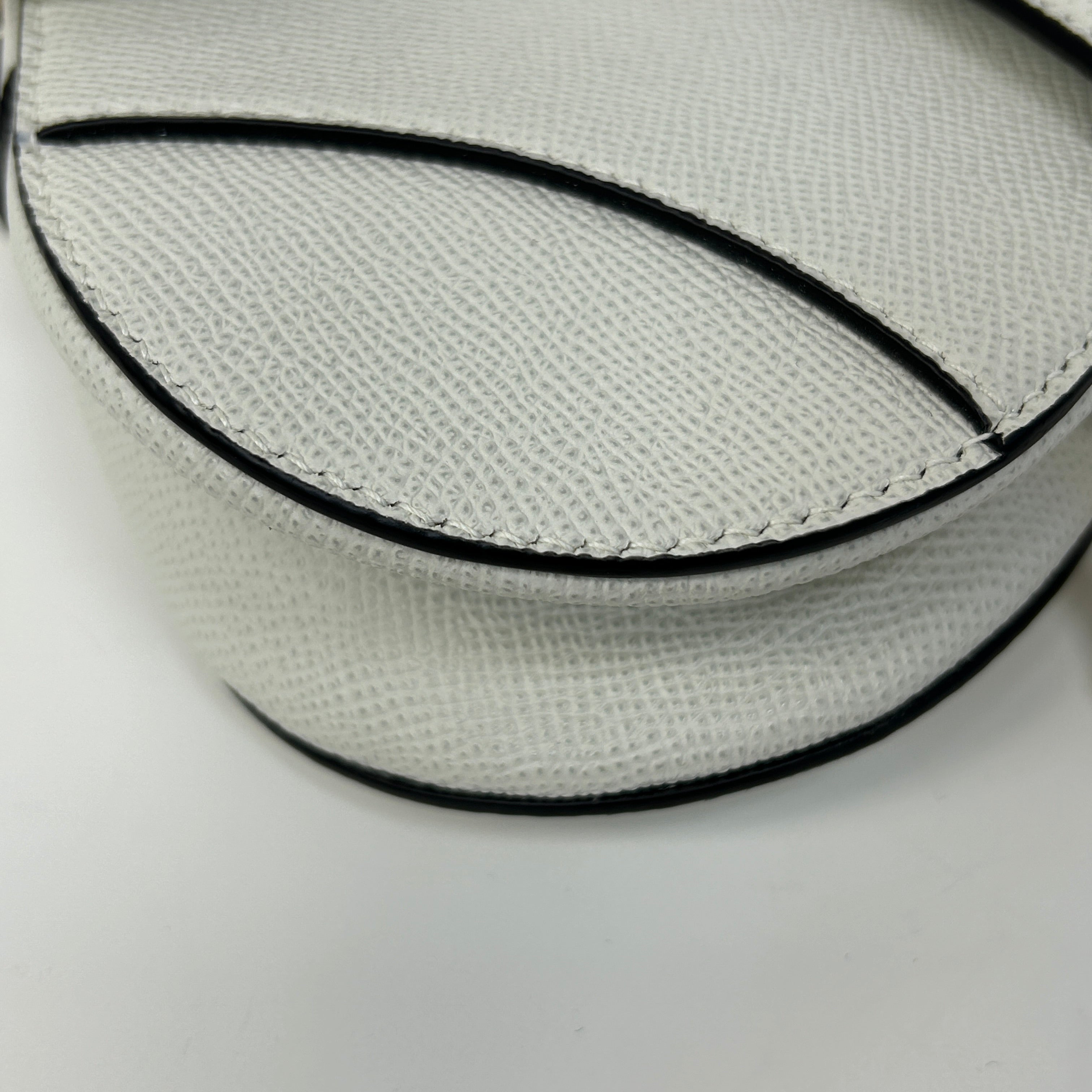 Latte Grained Calfskin Mini Saddle Bag w/AGHW