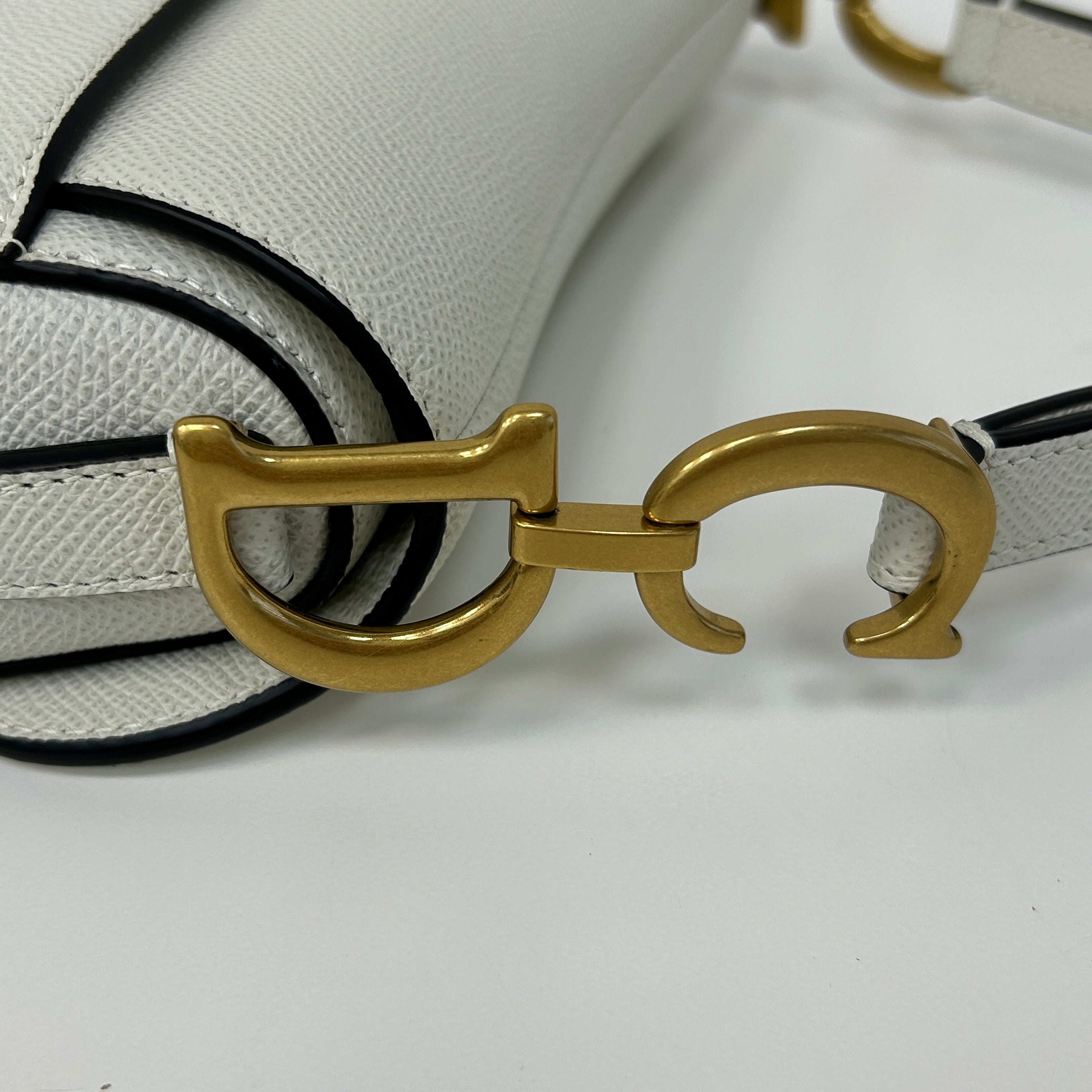 Latte Grained Calfskin Mini Saddle Bag w/AGHW