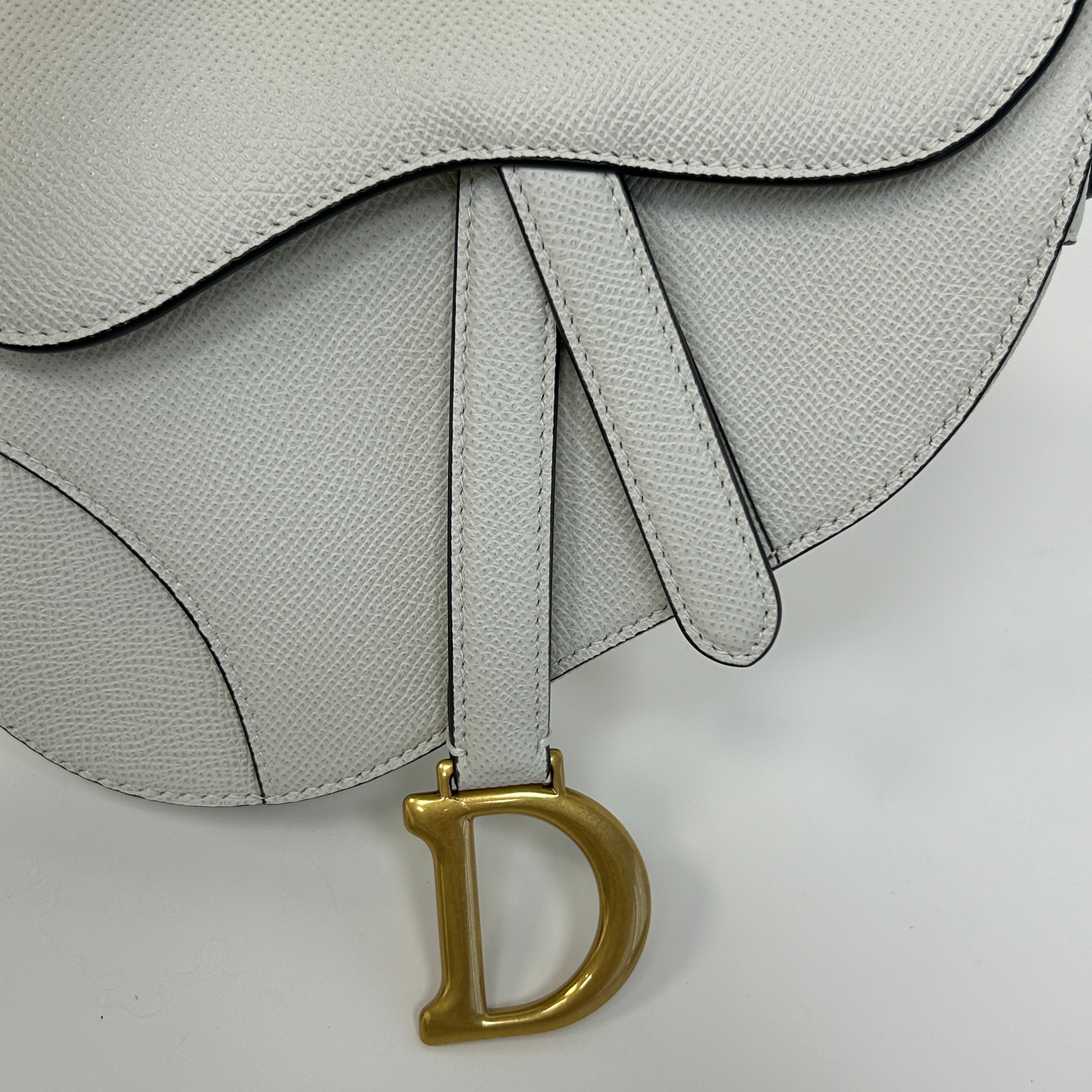 Latte Grained Calfskin Mini Saddle Bag w/AGHW