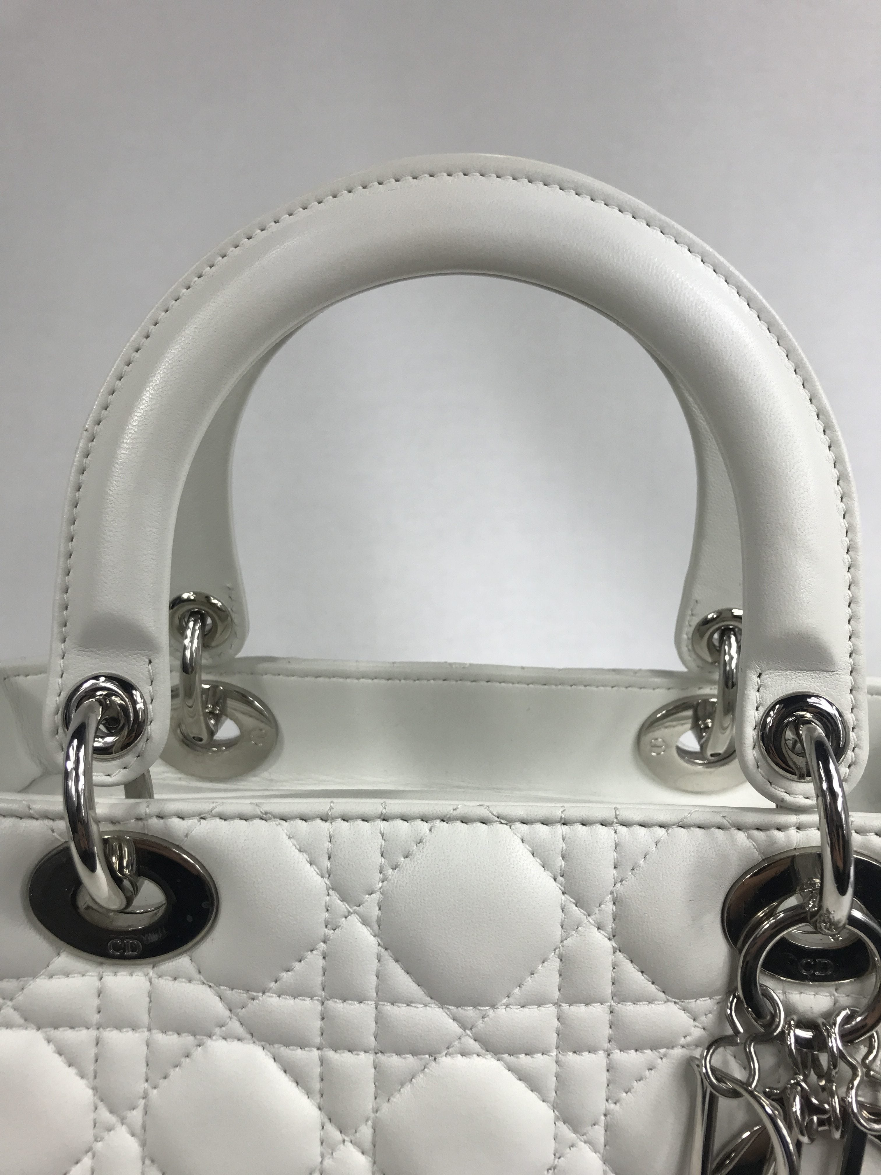 White Medium Lady Dior W/SHW