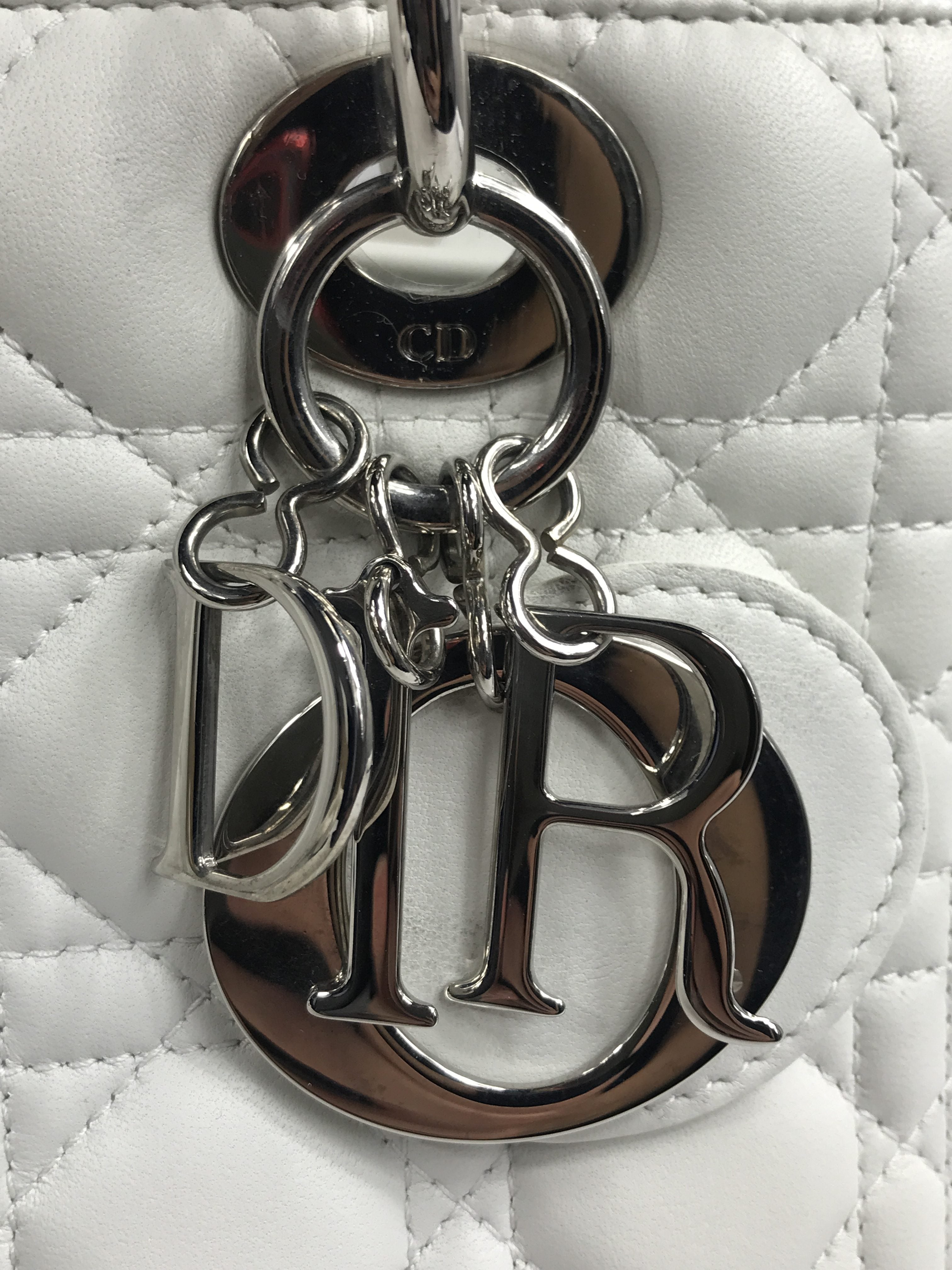 White Medium Lady Dior W/SHW