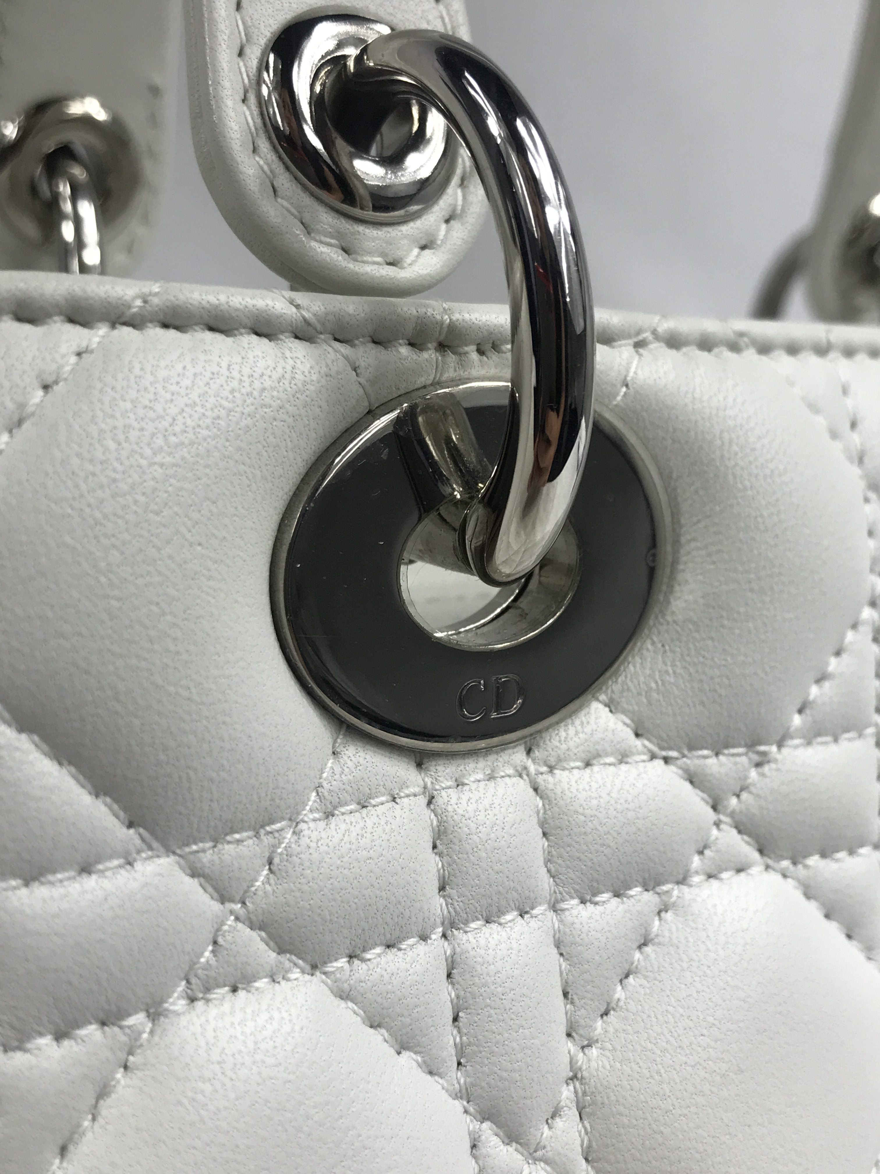 White Medium Lady Dior W/SHW