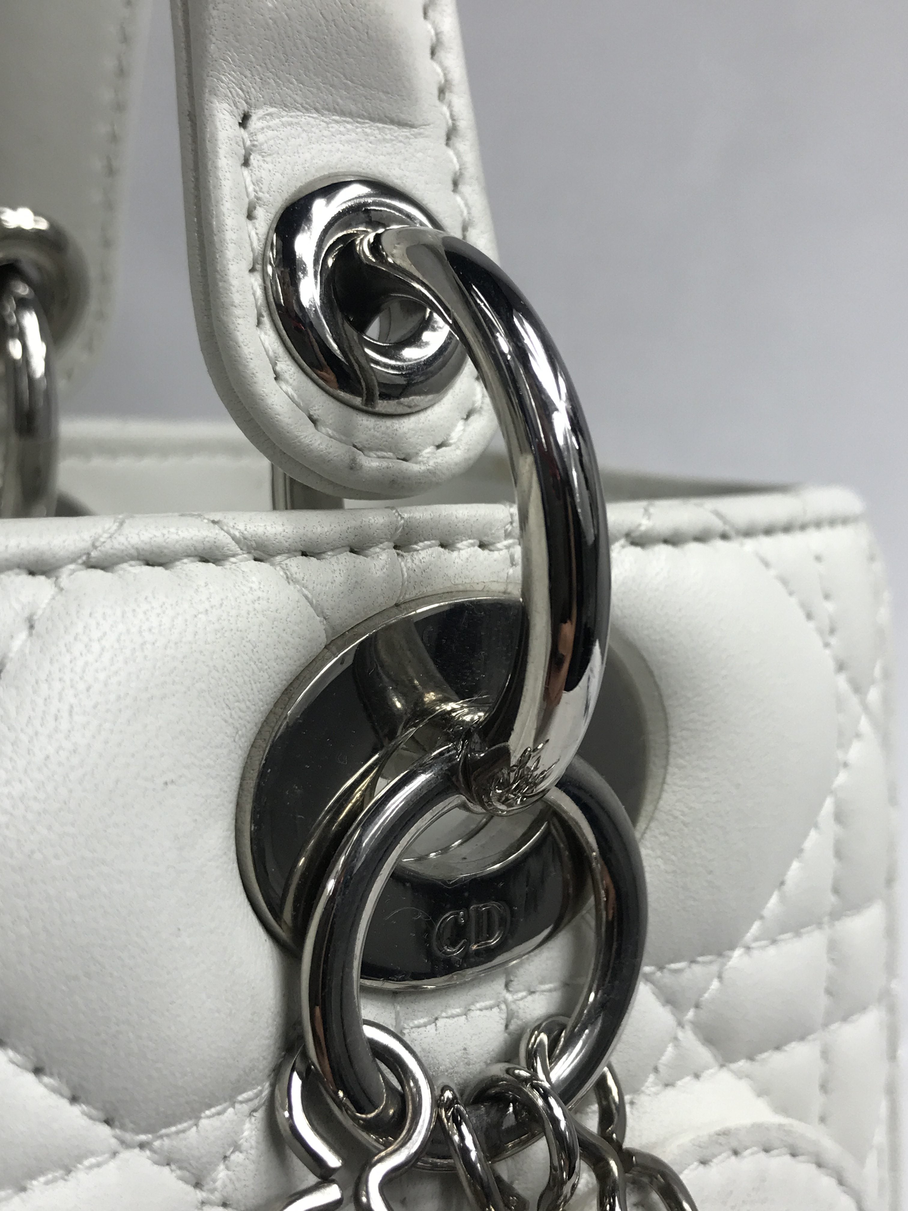 White Medium Lady Dior W/SHW