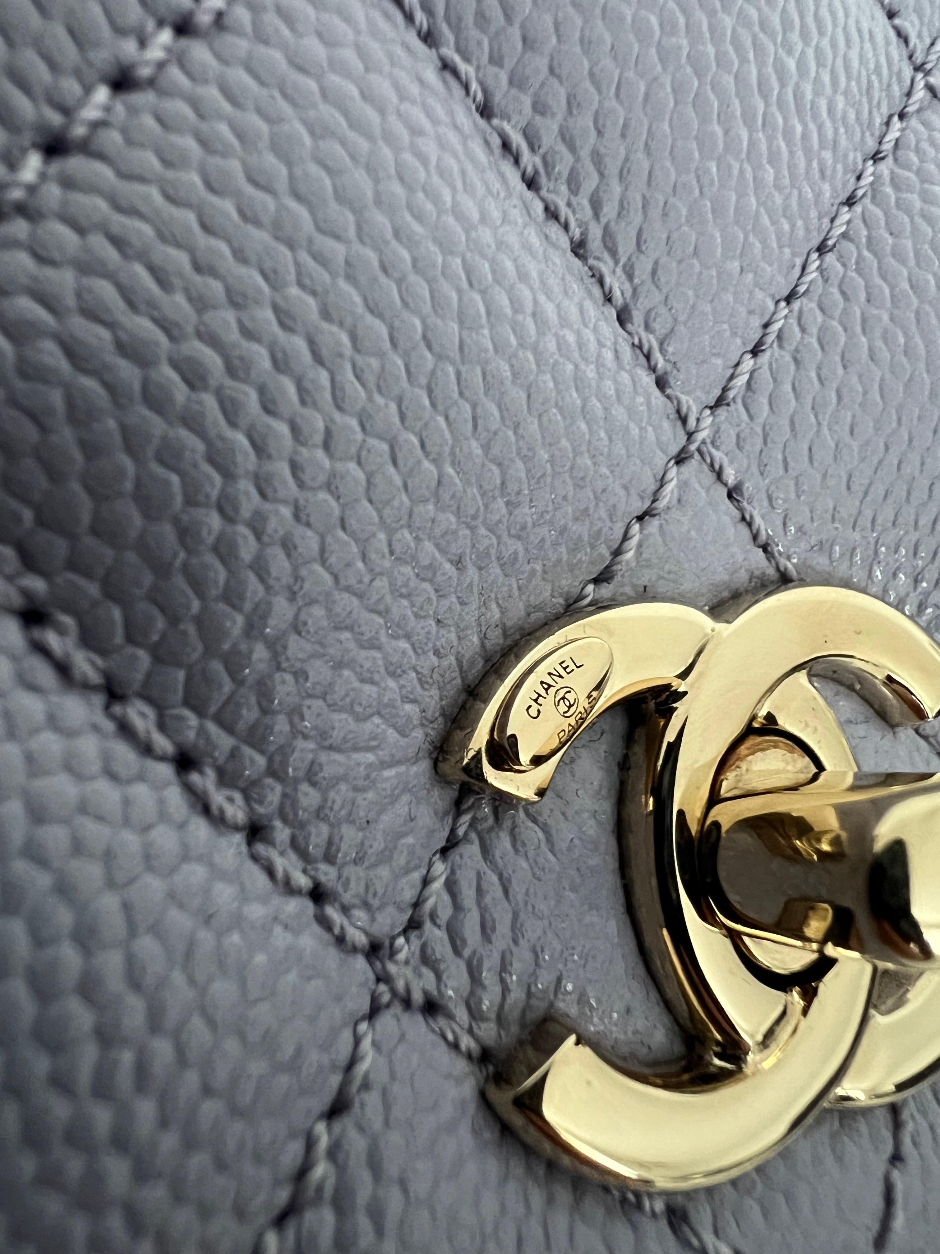 Lavender Quilted Caviar Mini Coco Top Handle Bag LGHW
