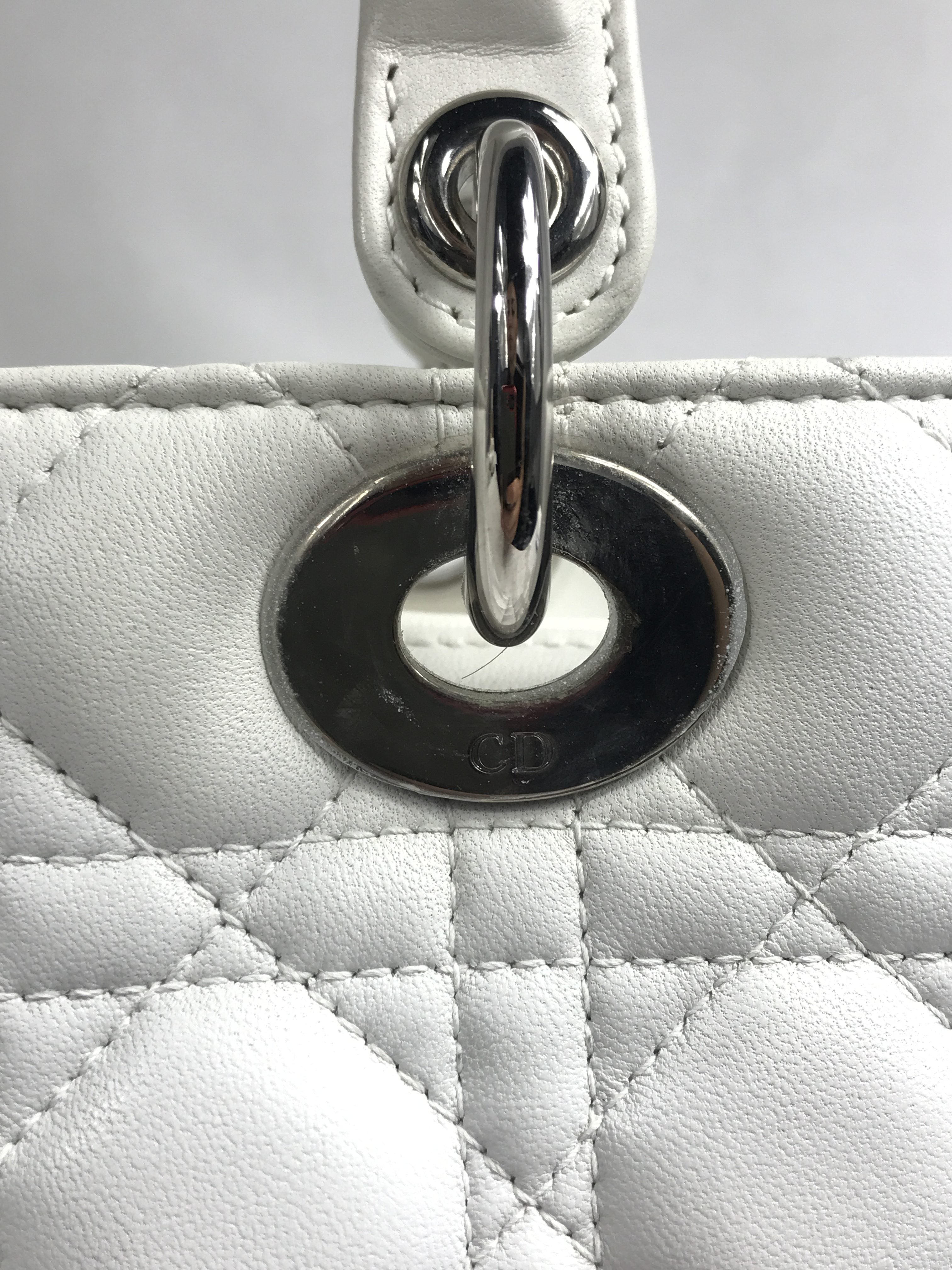 White Medium Lady Dior W/SHW