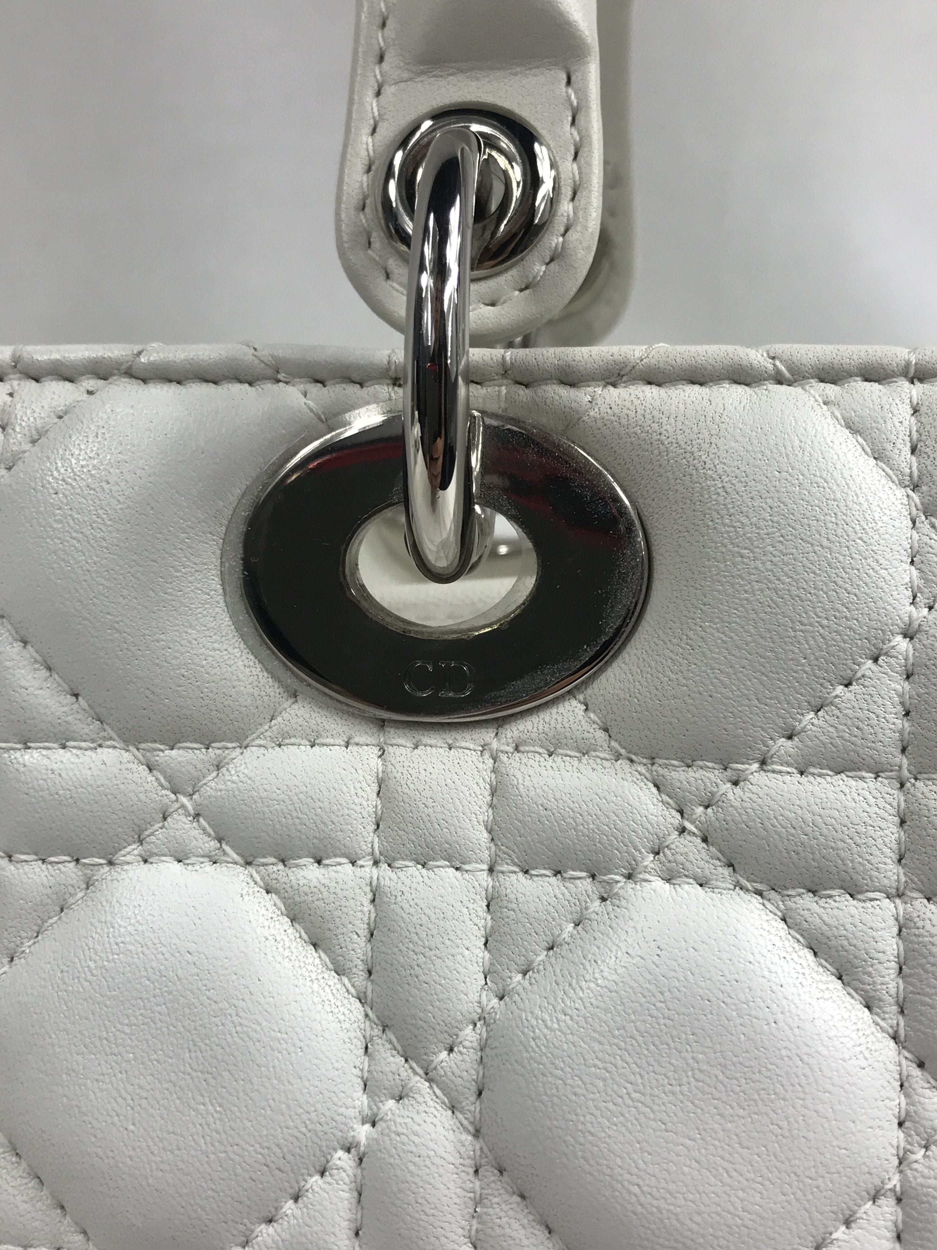 White Medium Lady Dior W/SHW