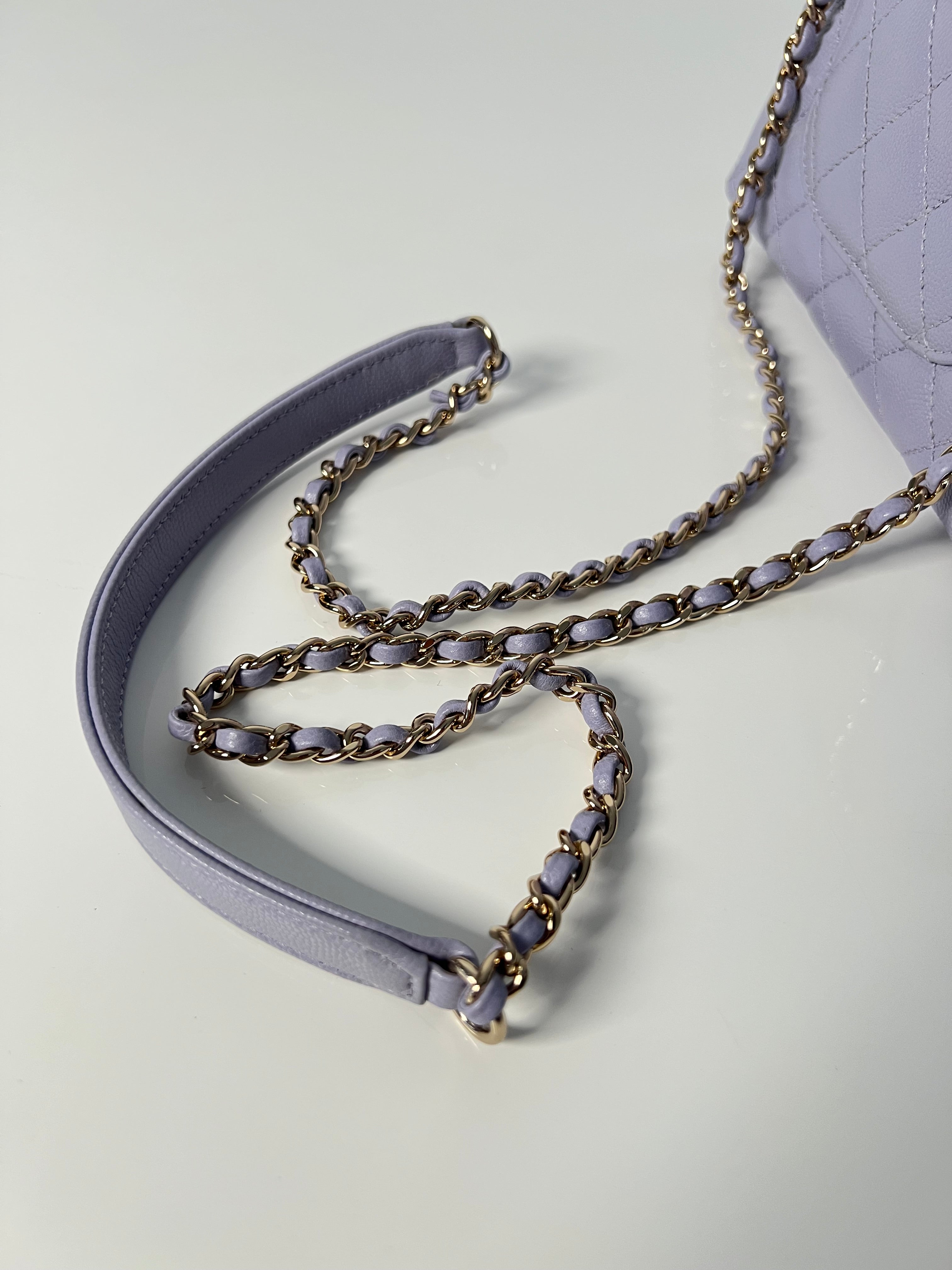Lavender Quilted Caviar Mini Coco Top Handle Bag LGHW