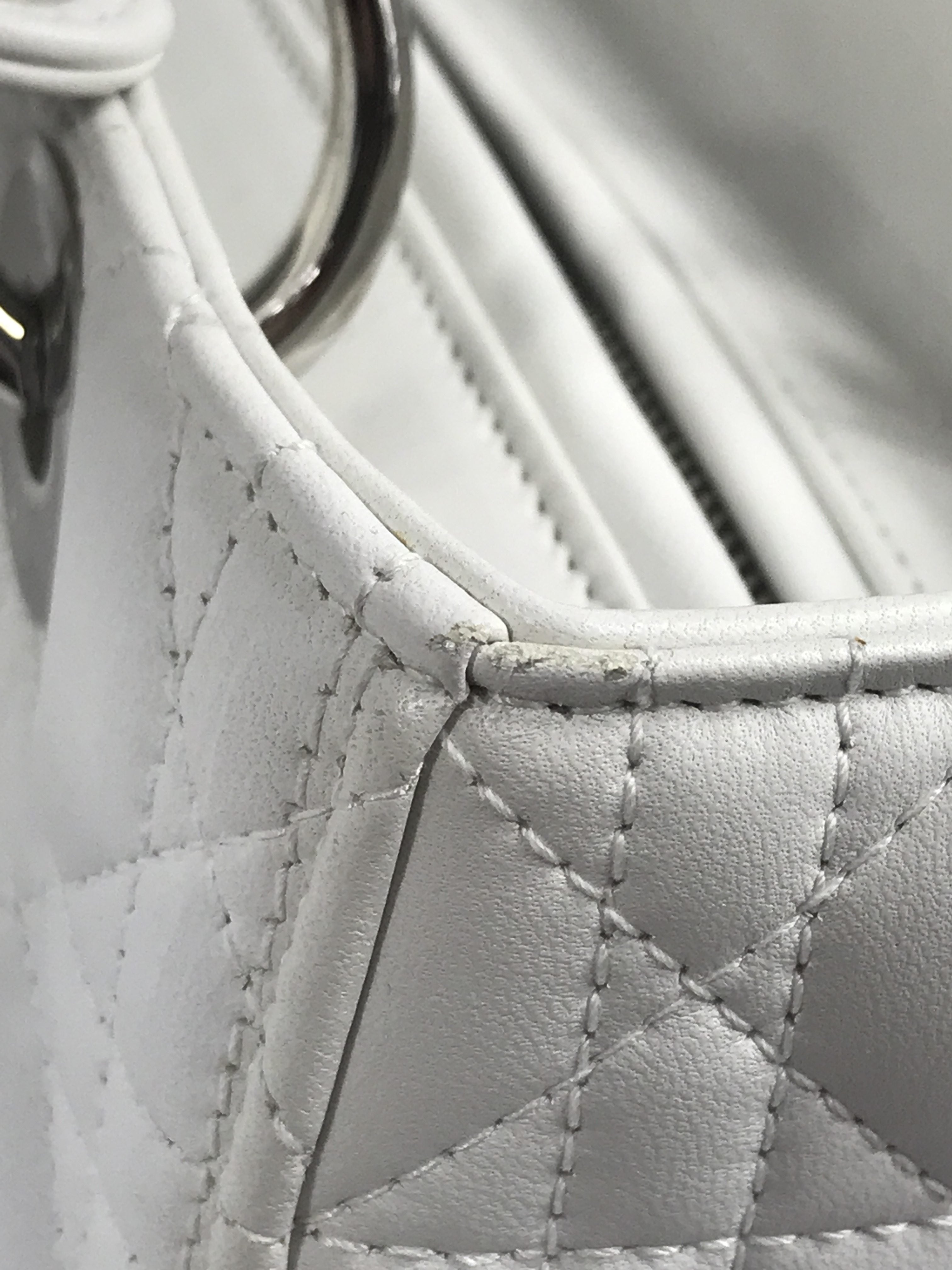 White Medium Lady Dior W/SHW