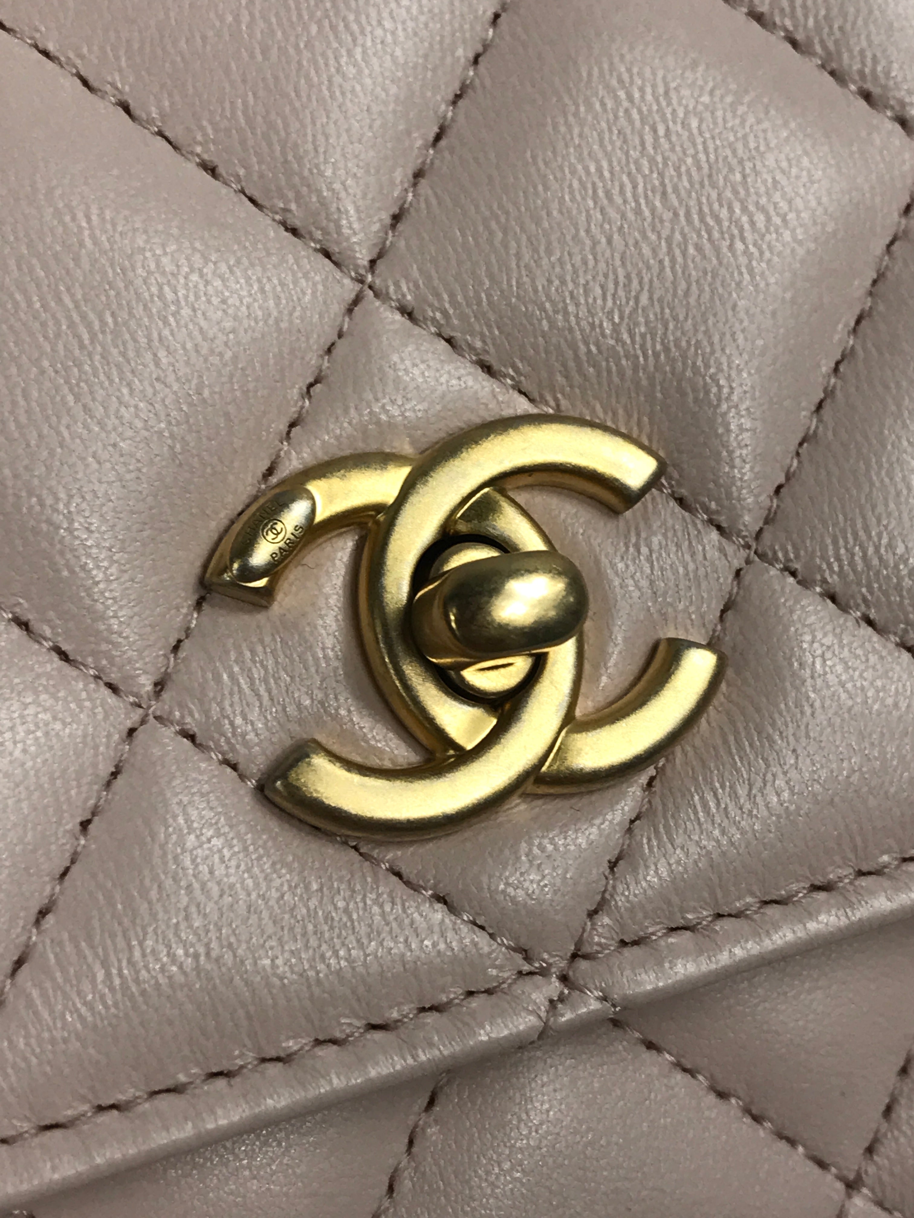 Plush Pink Quilted Lambskin Leather Pearl Crush Wallet on Chain w/AGHW