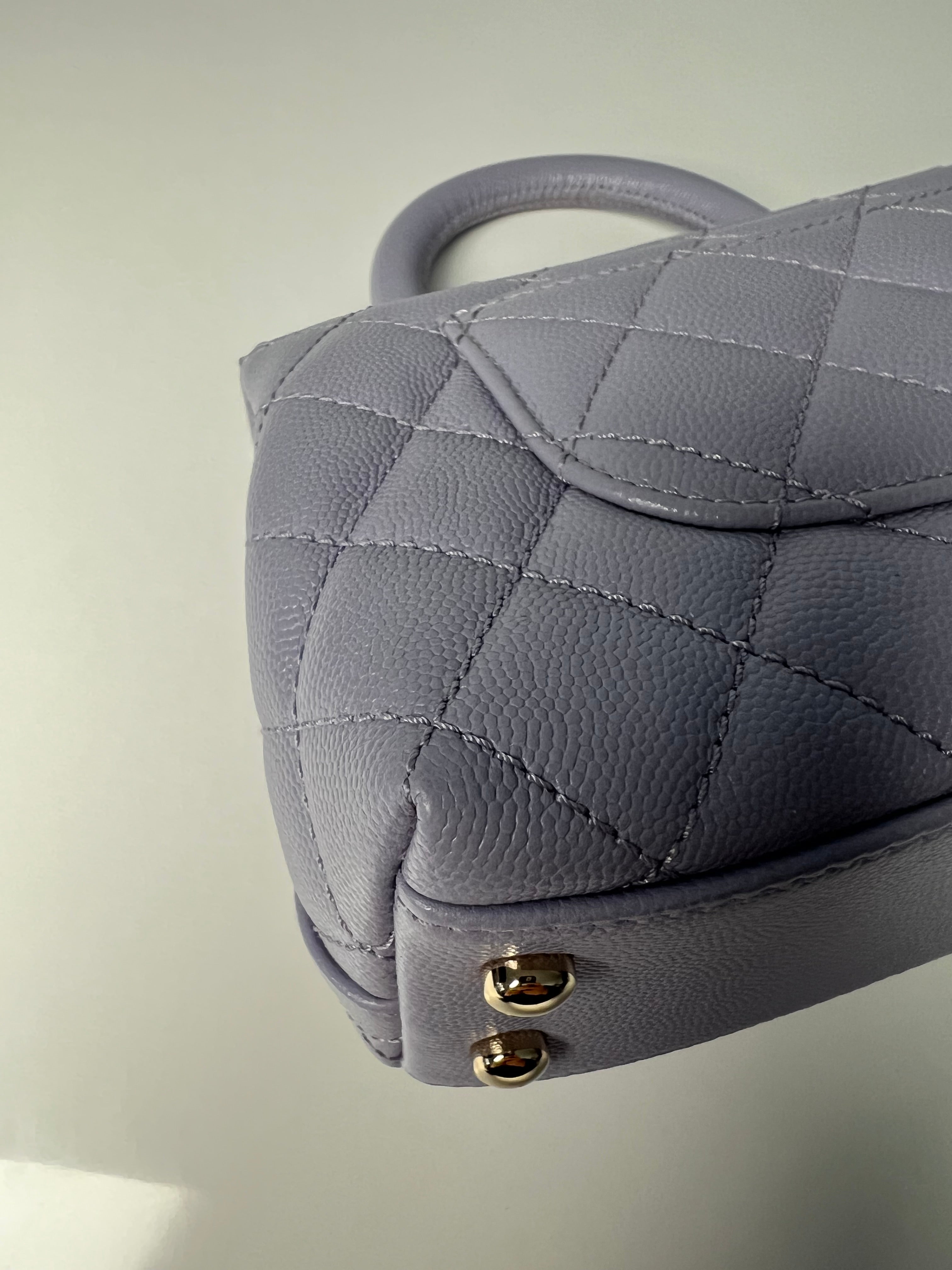 Lavender Quilted Caviar Mini Coco Top Handle Bag LGHW