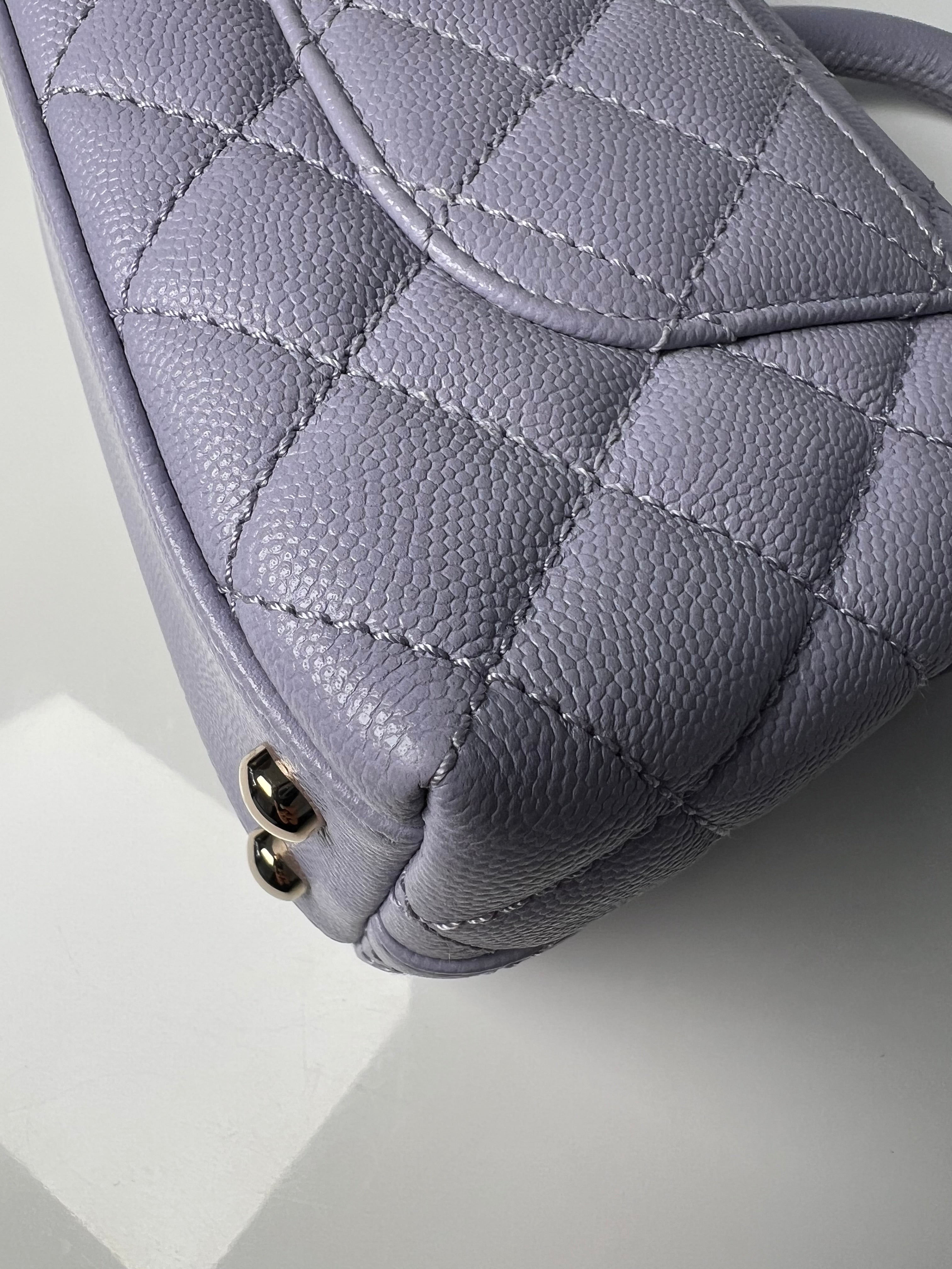 Lavender Quilted Caviar Mini Coco Top Handle Bag LGHW