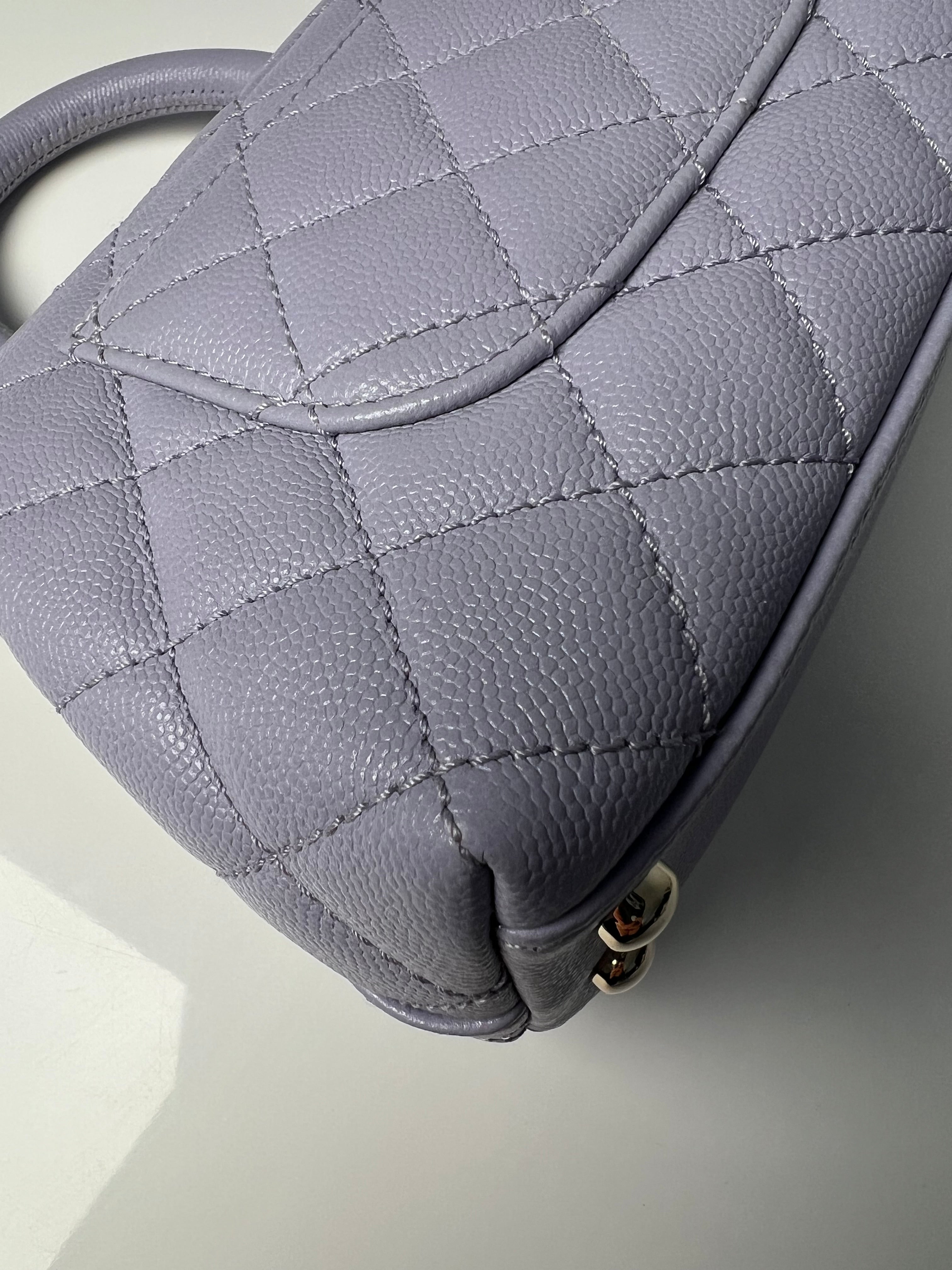 Lavender Quilted Caviar Mini Coco Top Handle Bag LGHW