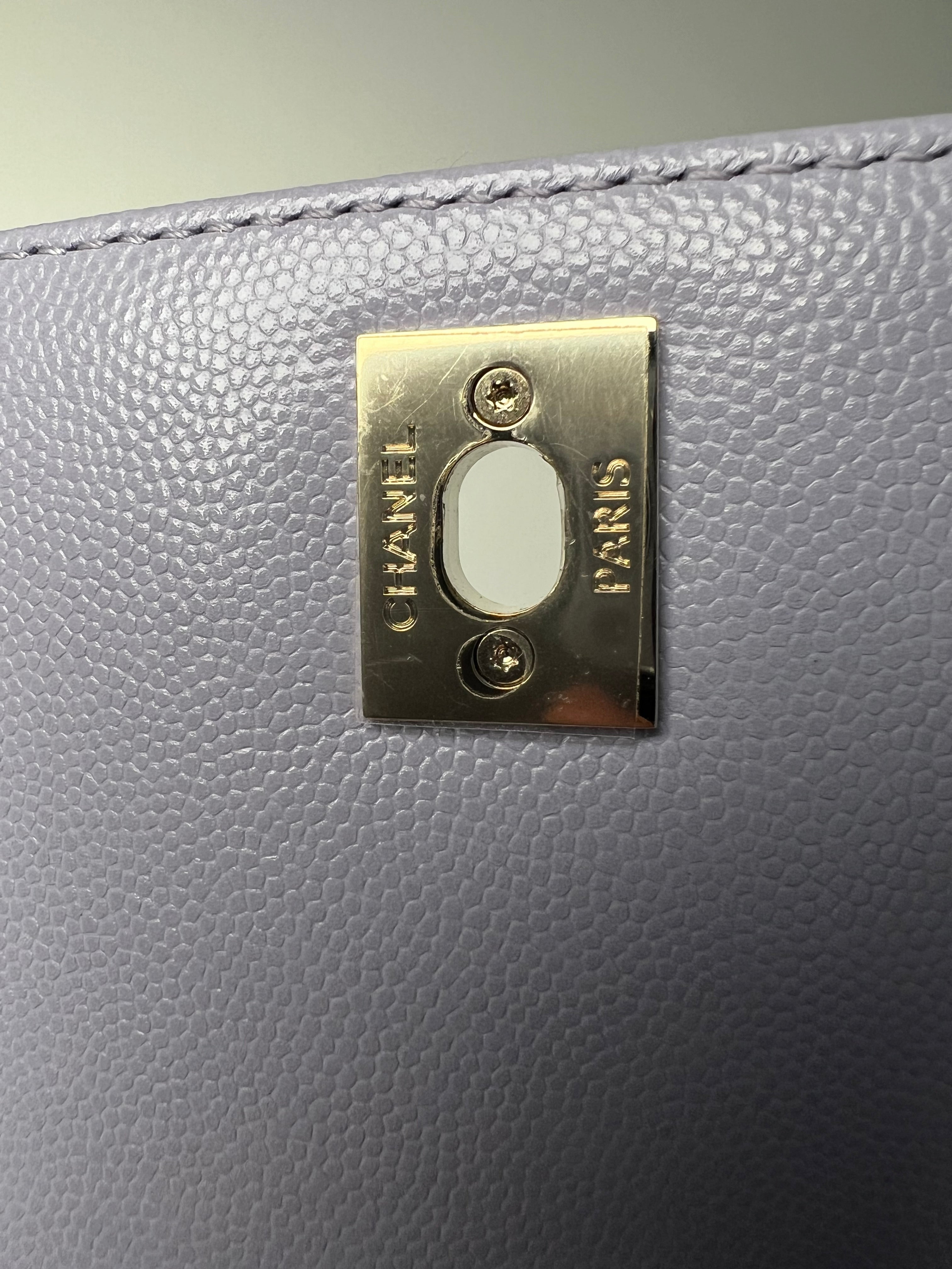 Lavender Quilted Caviar Mini Coco Top Handle Bag LGHW