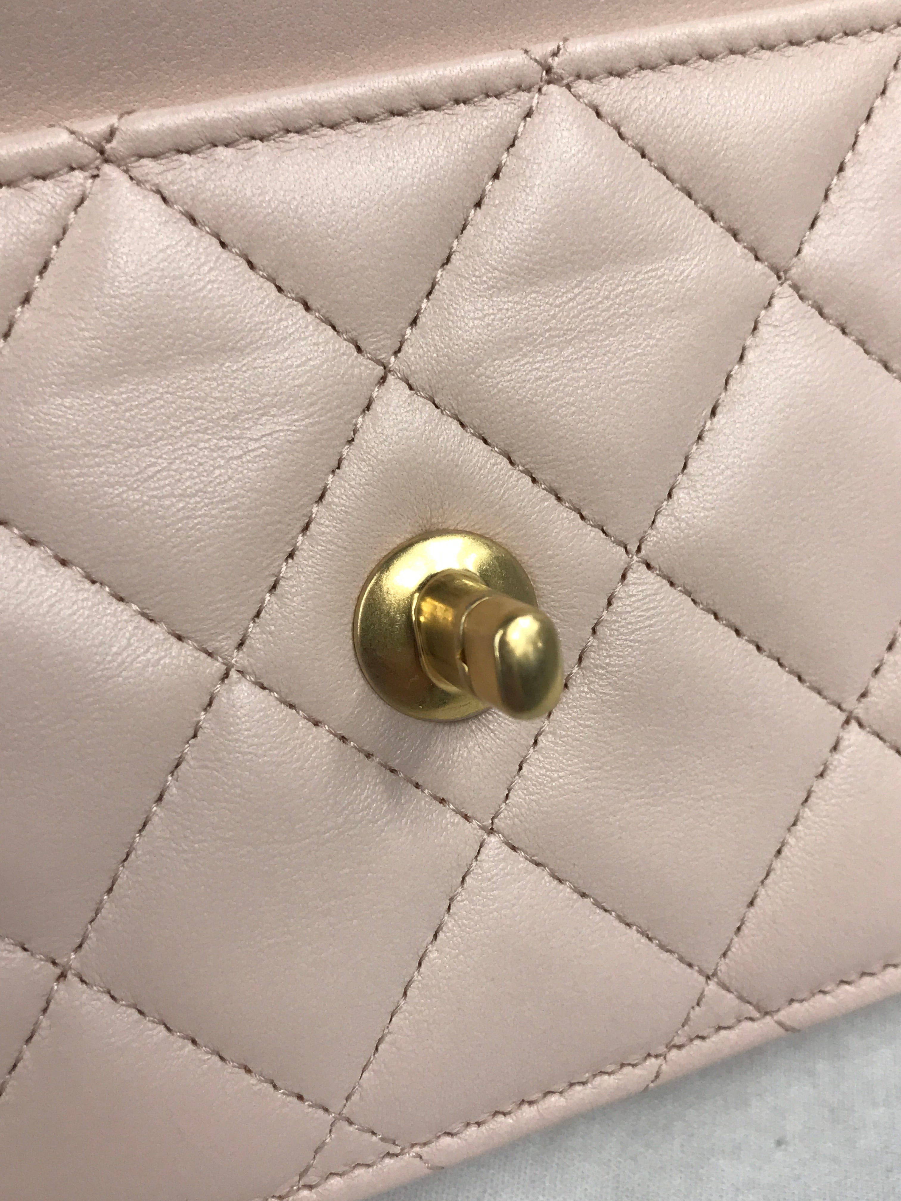 Plush Pink Quilted Lambskin Leather Pearl Crush Wallet on Chain w/AGHW