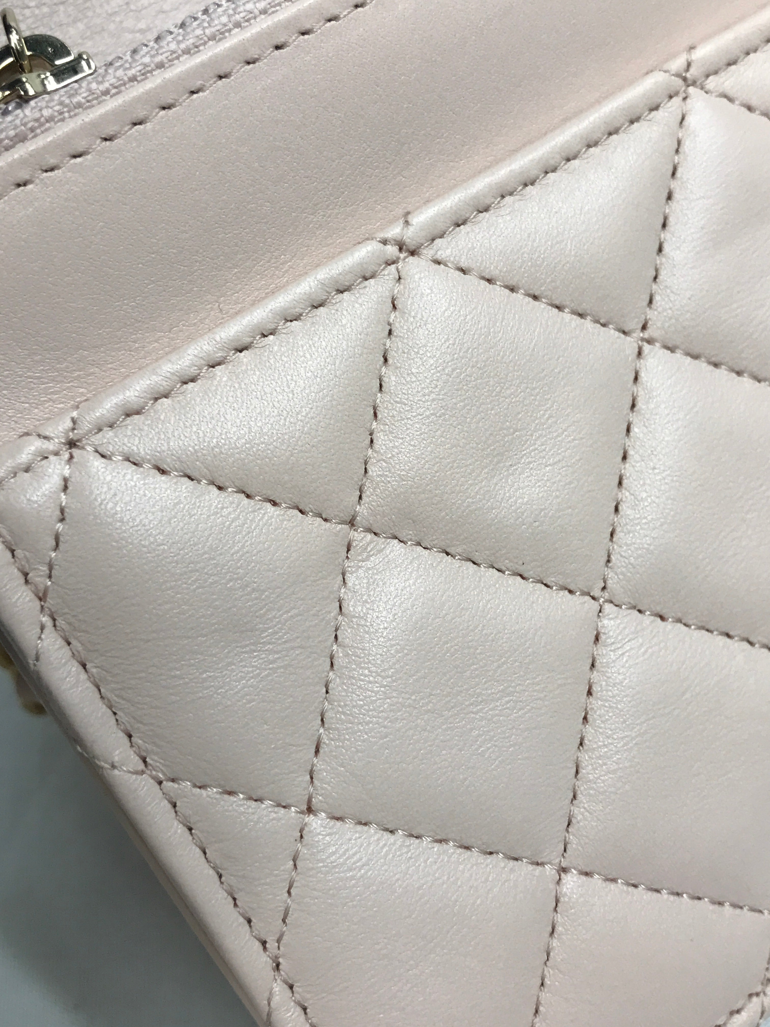 Plush Pink Quilted Lambskin Leather Pearl Crush Wallet on Chain w/AGHW