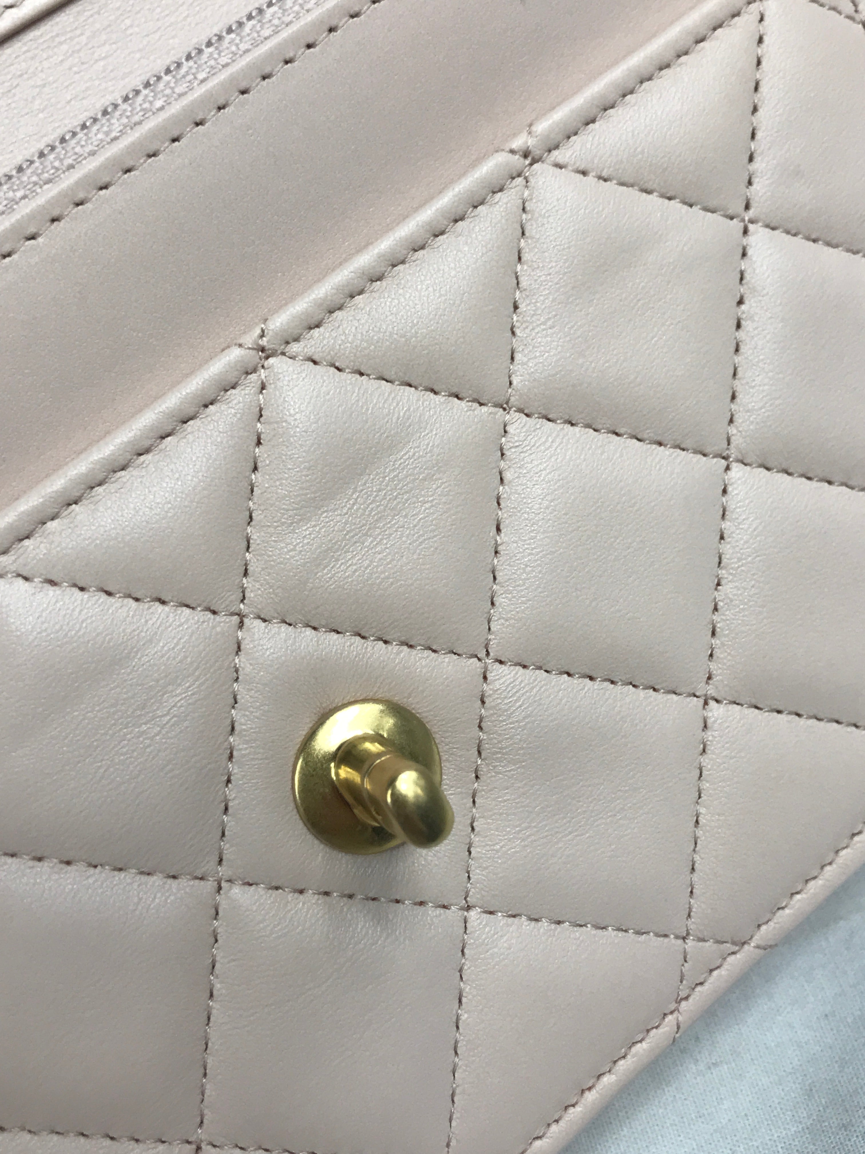 Plush Pink Quilted Lambskin Leather Pearl Crush Wallet on Chain w/AGHW
