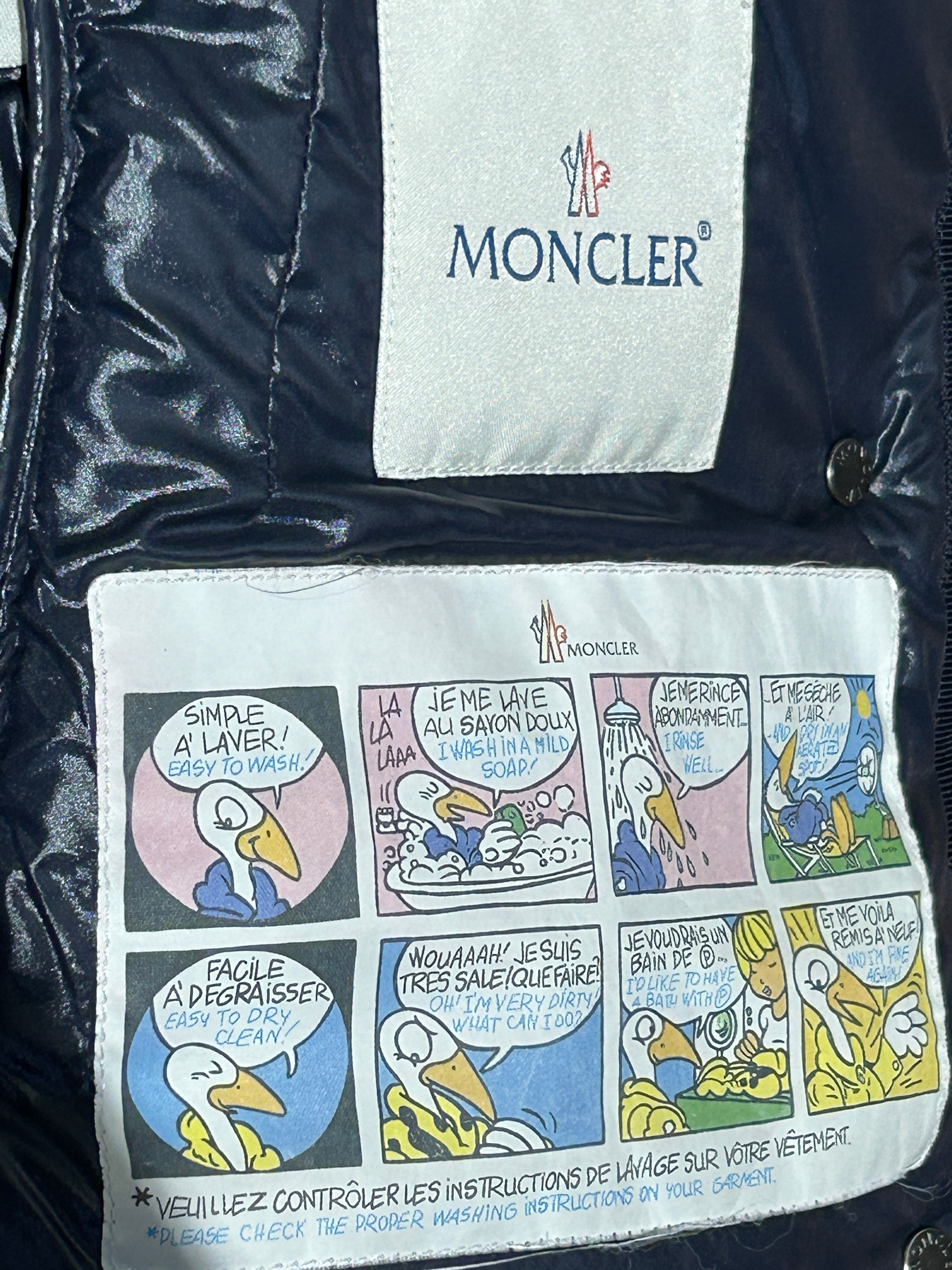 Navy Down Puffer Jacket W Fox Trim Hood