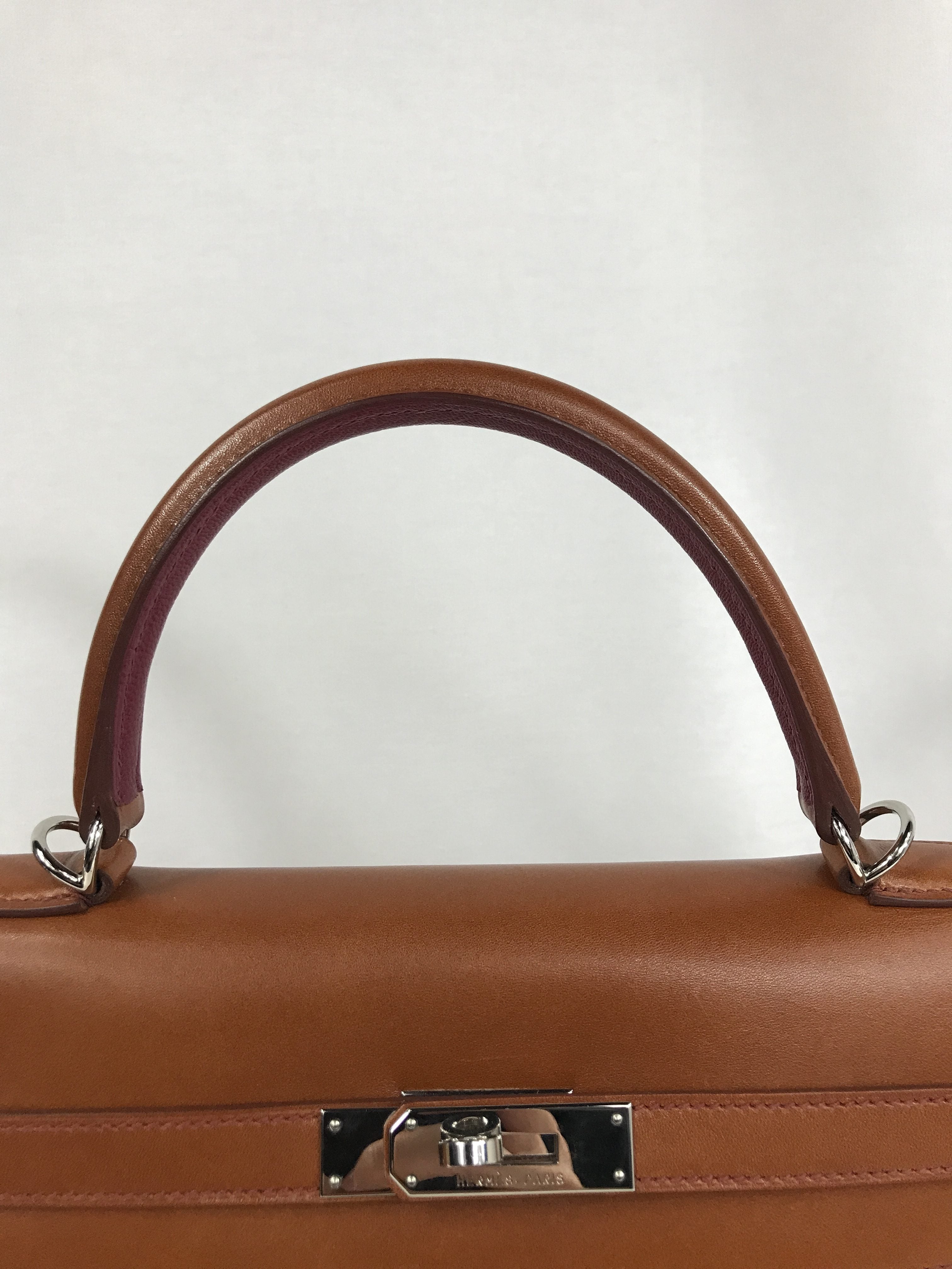 Special Order Gold Box Calf/Rouge H Chevre Mysore Leather Kelly 35 W/PHW
