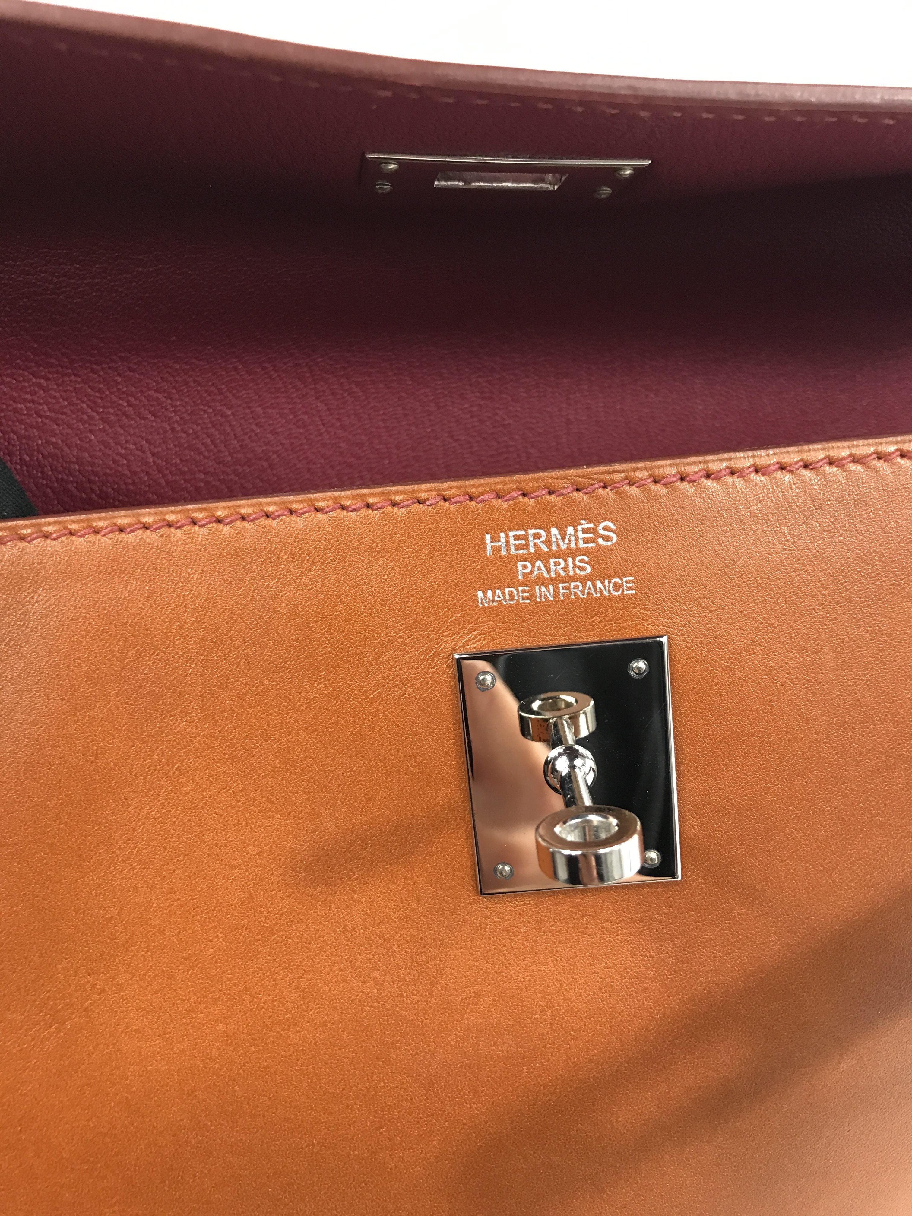 Special Order Gold Box Calf/Rouge H Chevre Mysore Leather Kelly 35 W/PHW