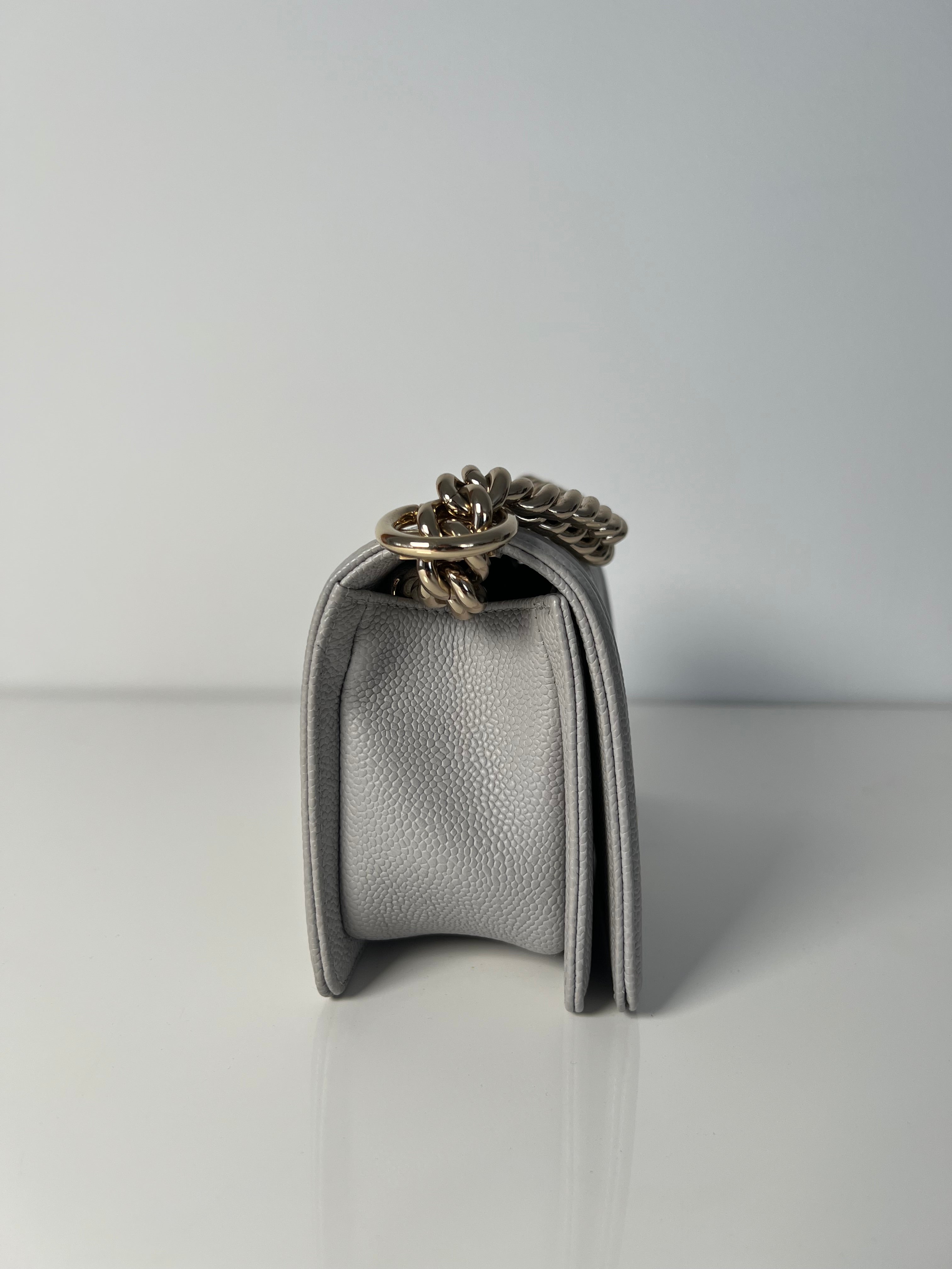Grey Caviar Small Boy Bag LGHW