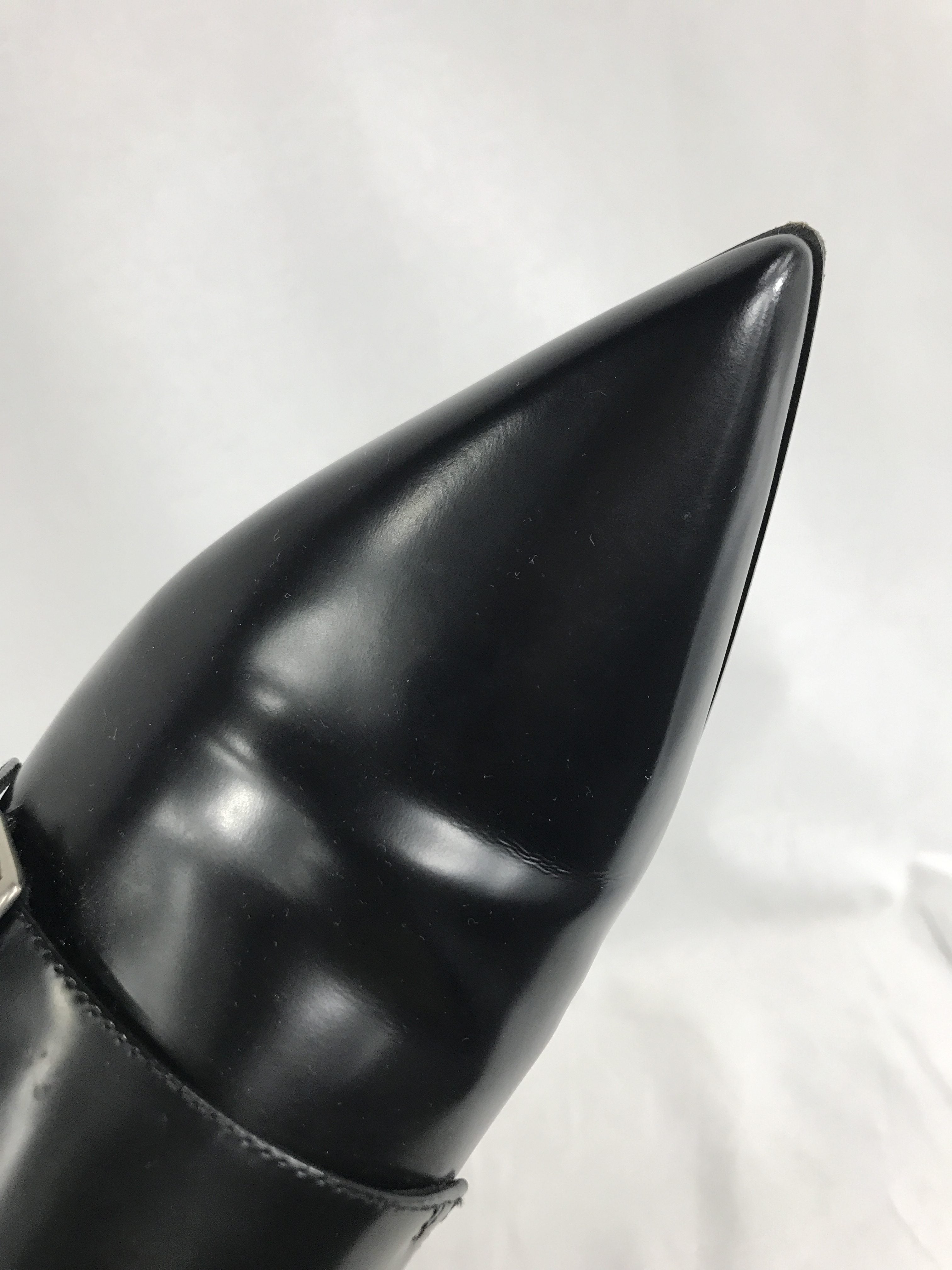 Black Leather Pointed Toe Loafers W/SHW