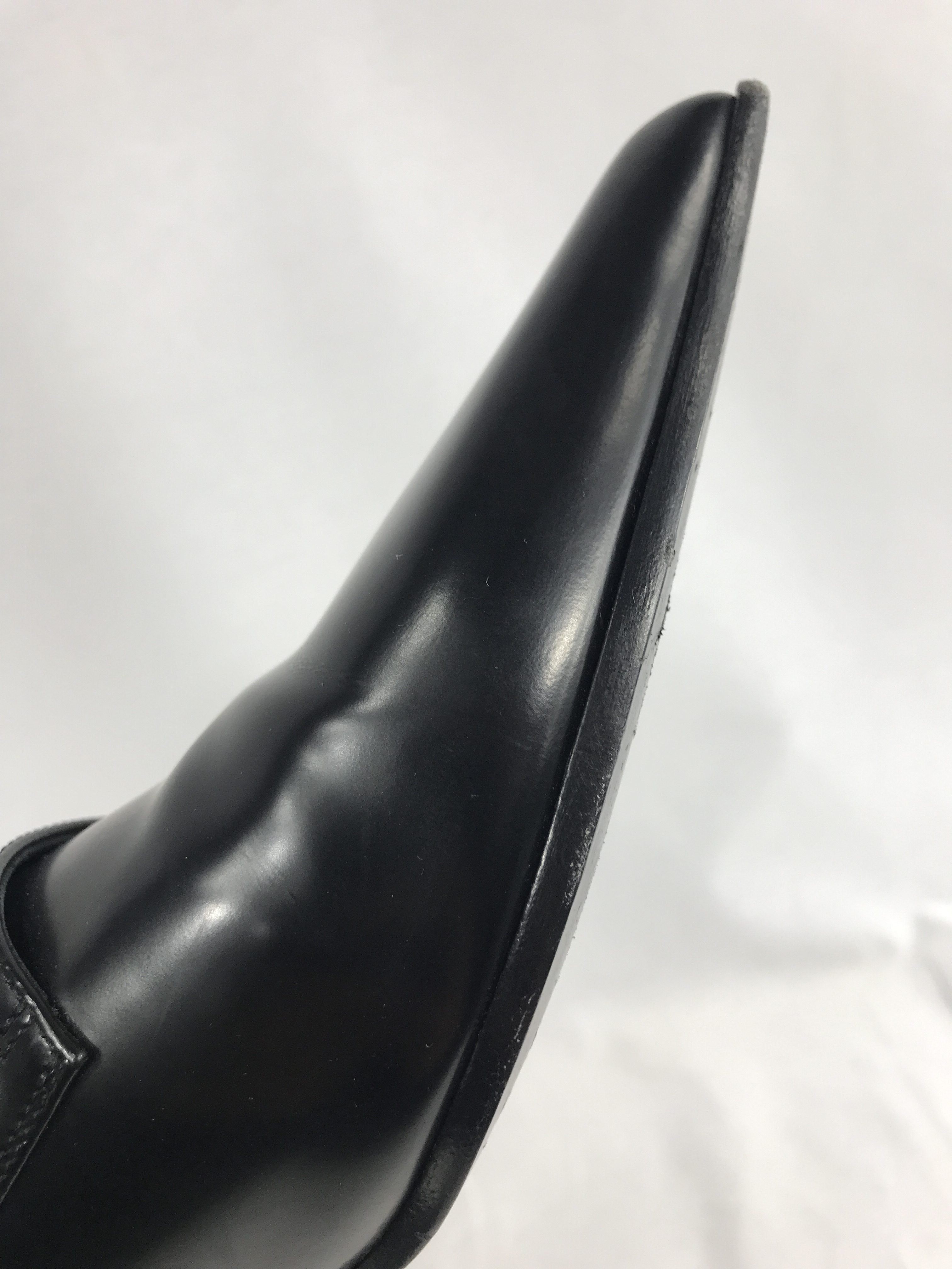 Black Leather Pointed Toe Loafers W/SHW