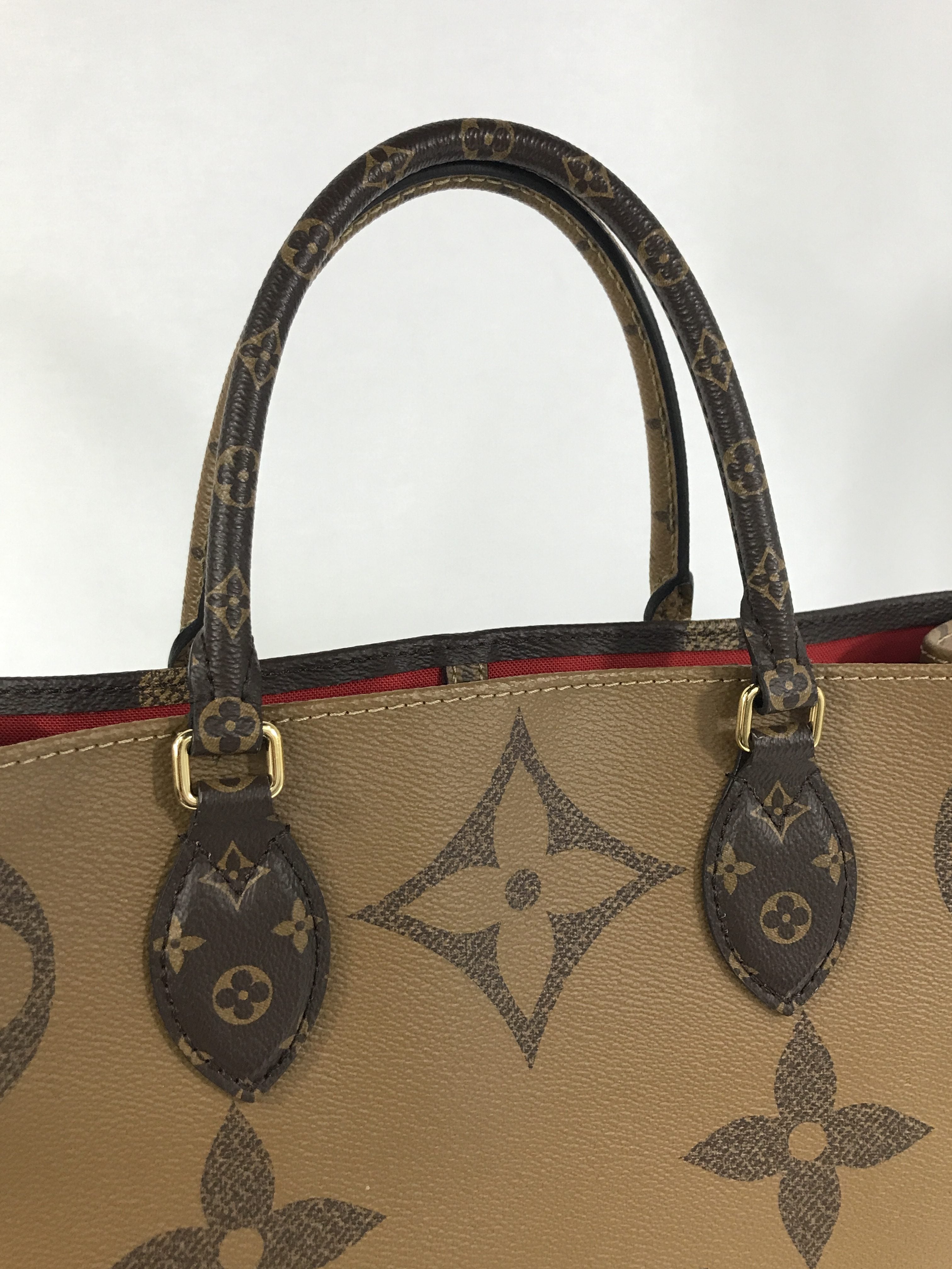 Brown Monogram Reverse Canvas OnTheGo GM Tote Bag W/GHW