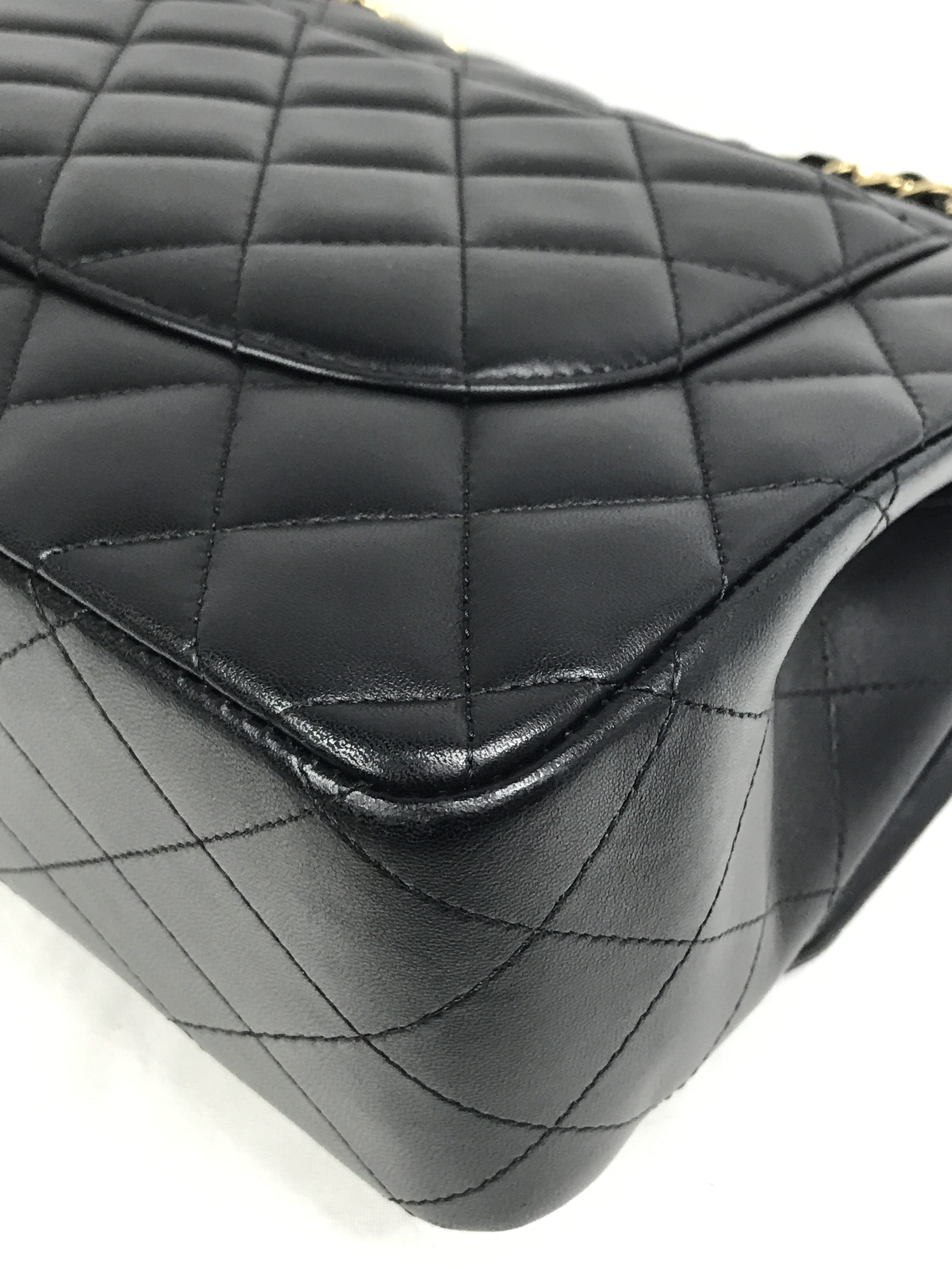 Black Quilted Lambskin Double Flap Jumbo Classics Flap w/GHW