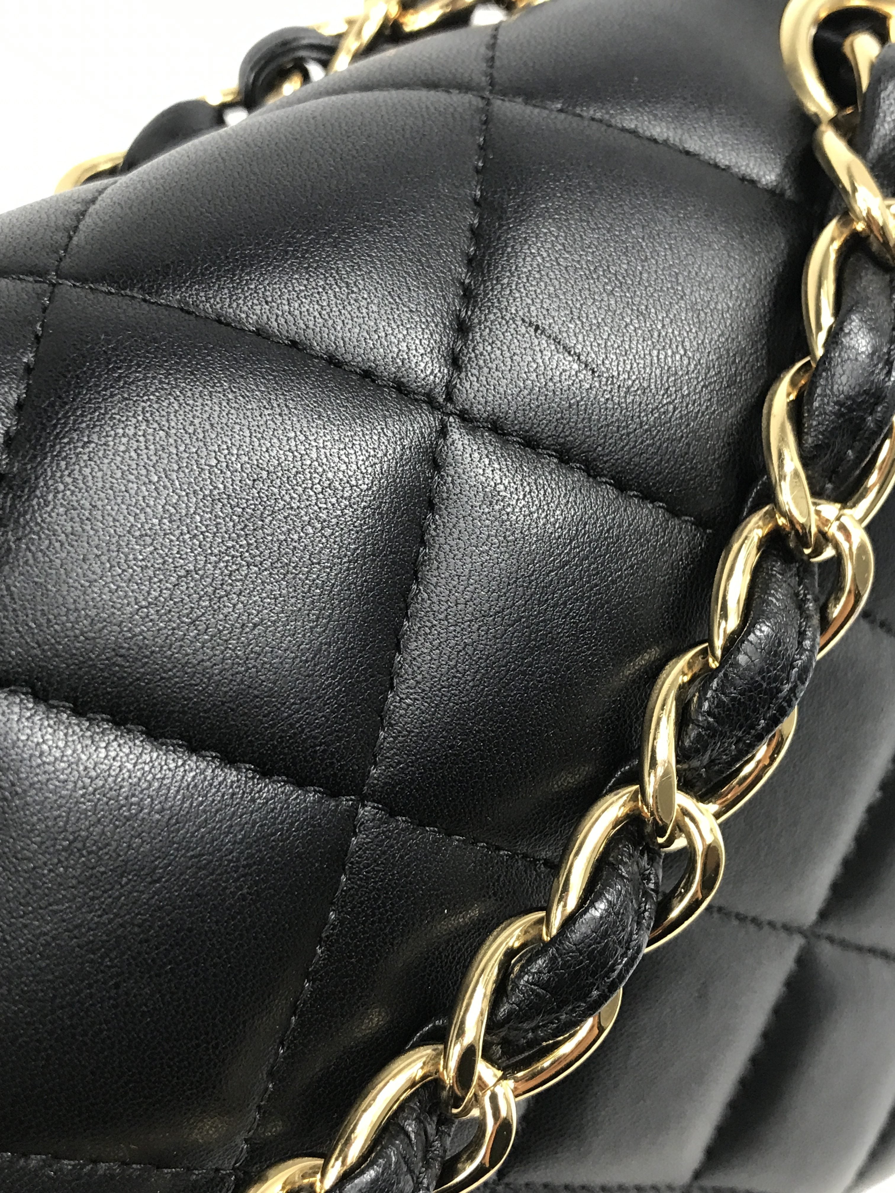 Black Quilted Lambskin Double Flap Jumbo Classics Flap w/GHW