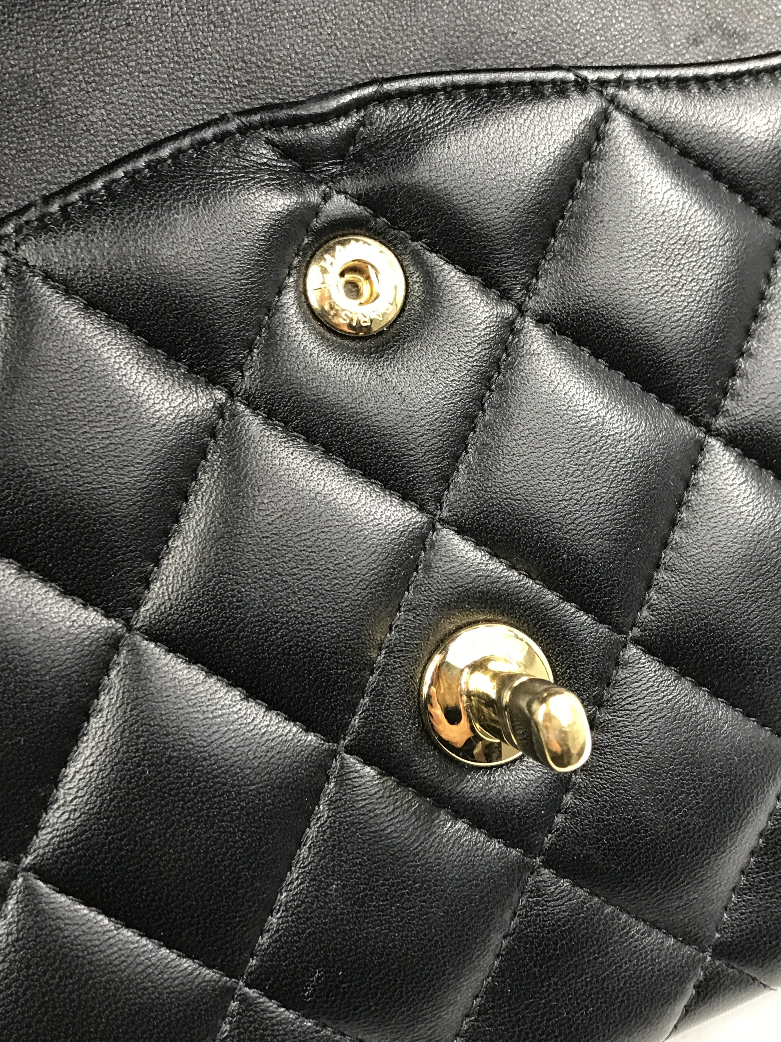 Black Quilted Lambskin Double Flap Jumbo Classics Flap w/GHW