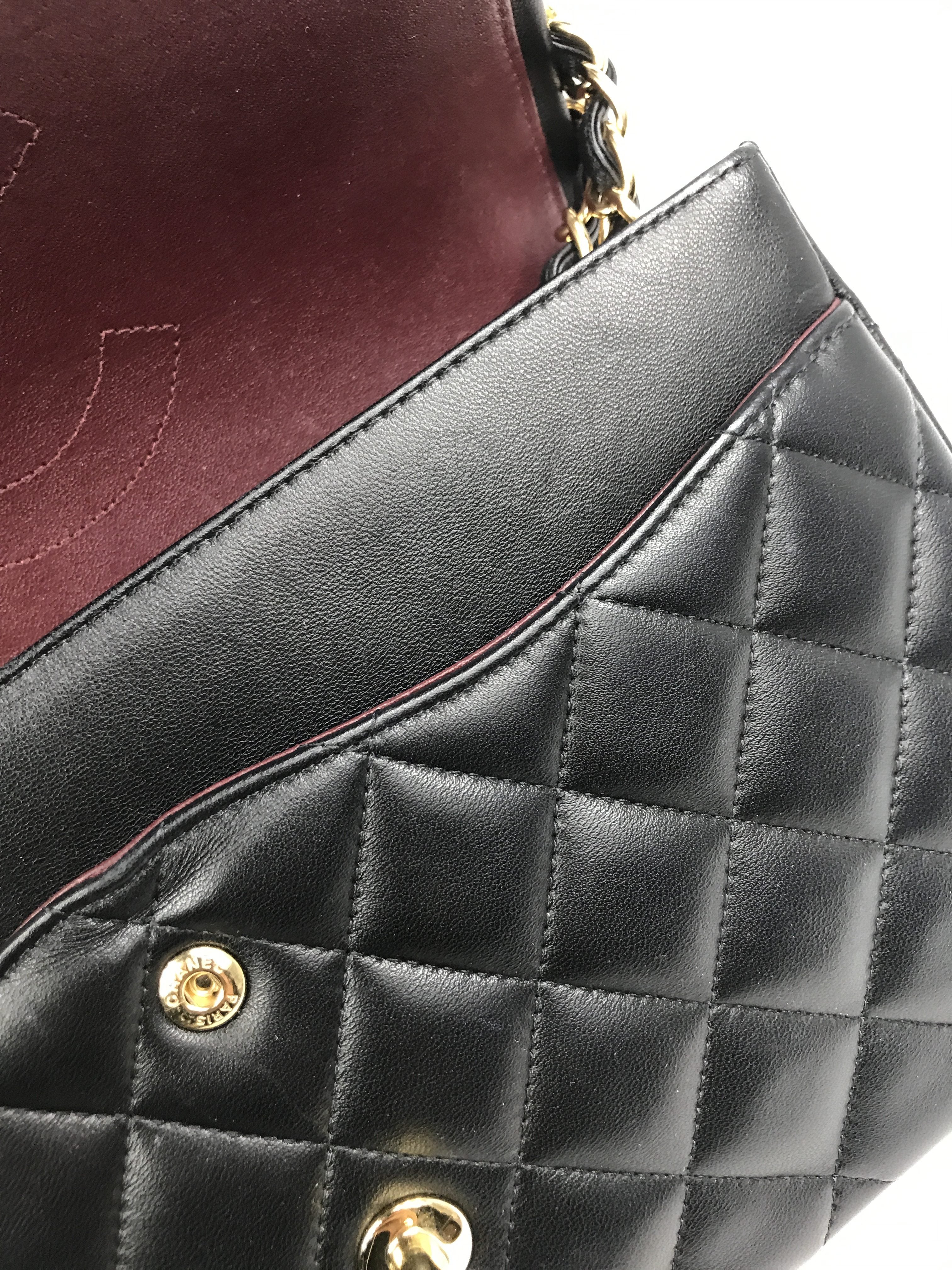 Black Quilted Lambskin Double Flap Jumbo Classics Flap w/GHW