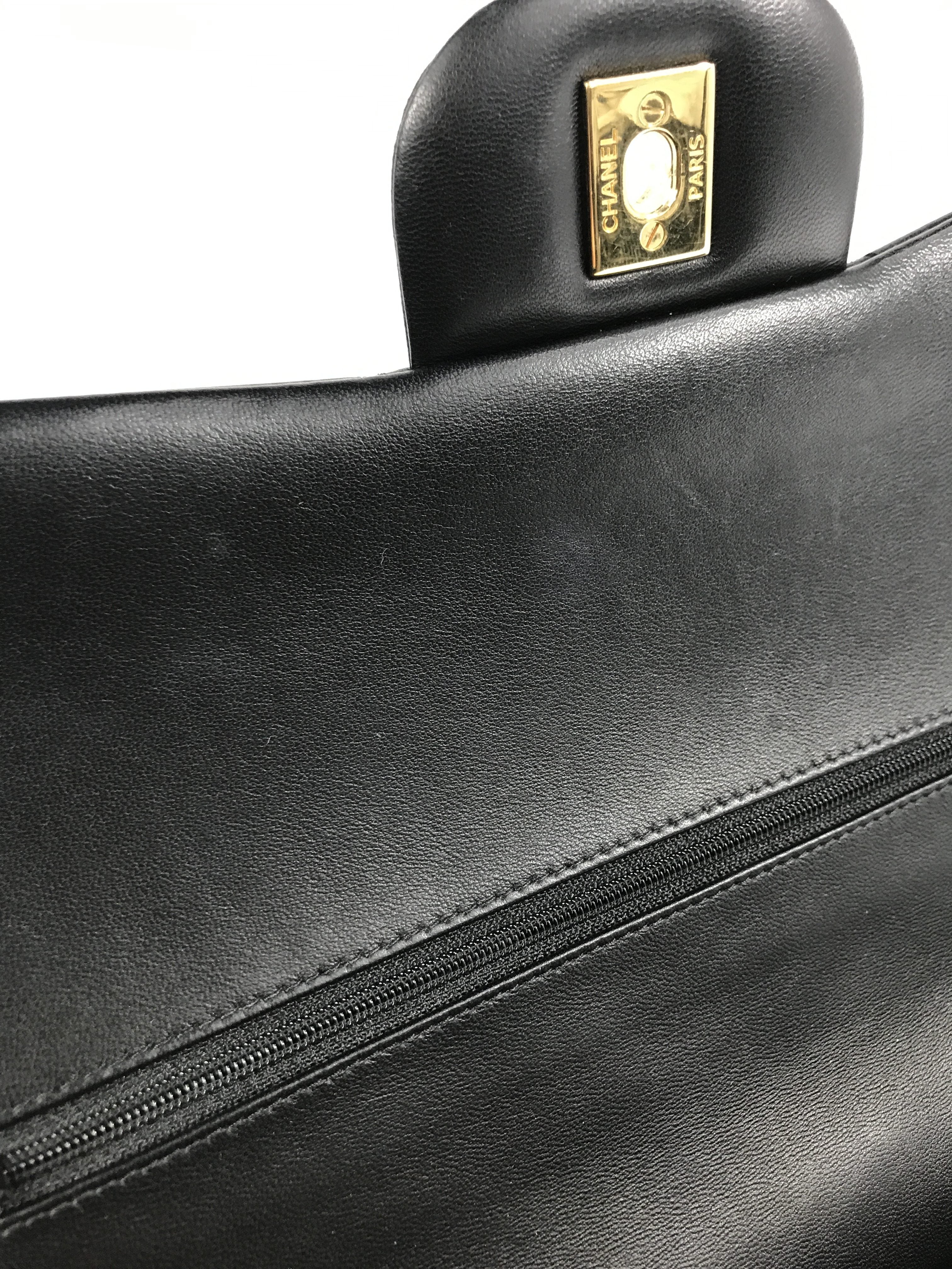 Black Quilted Lambskin Double Flap Jumbo Classics Flap w/GHW