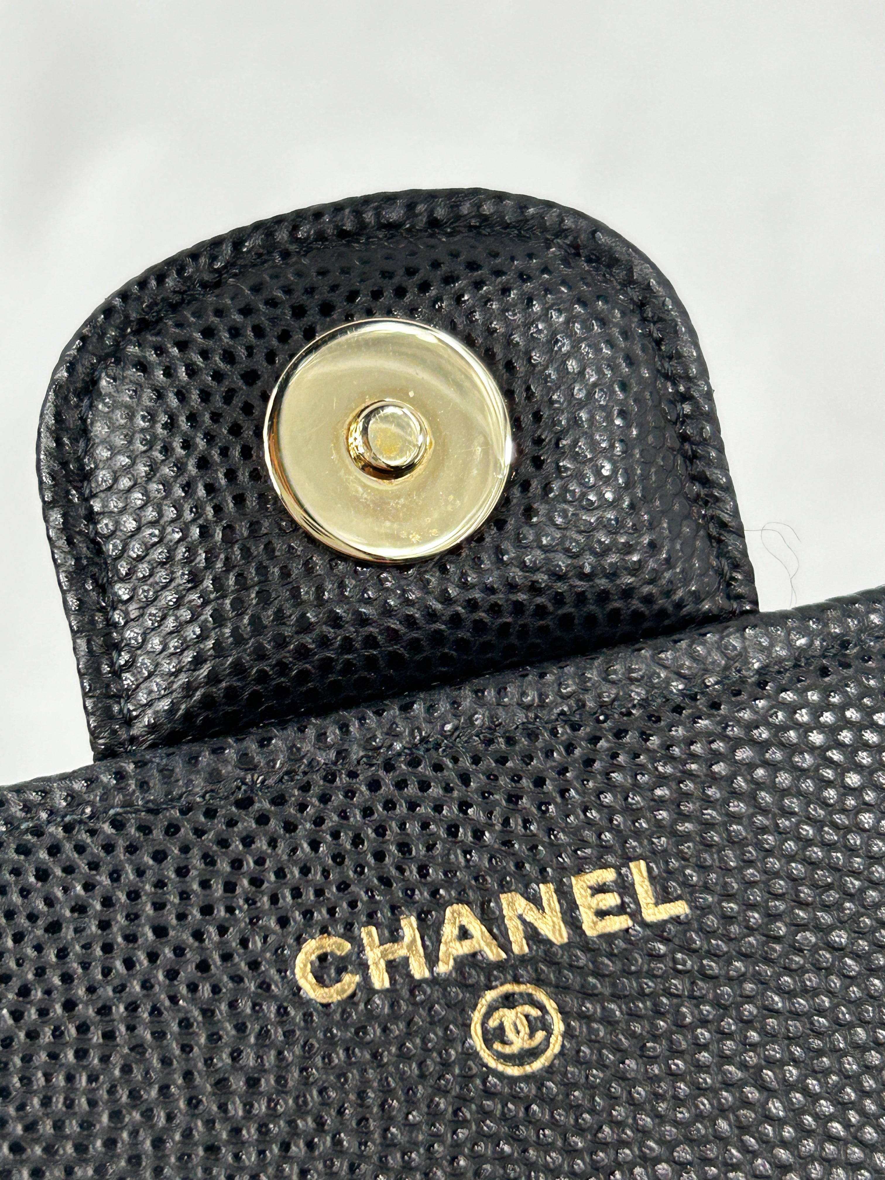 Black Caviar Quilted Sunglass Case Bag w/GHW Chain