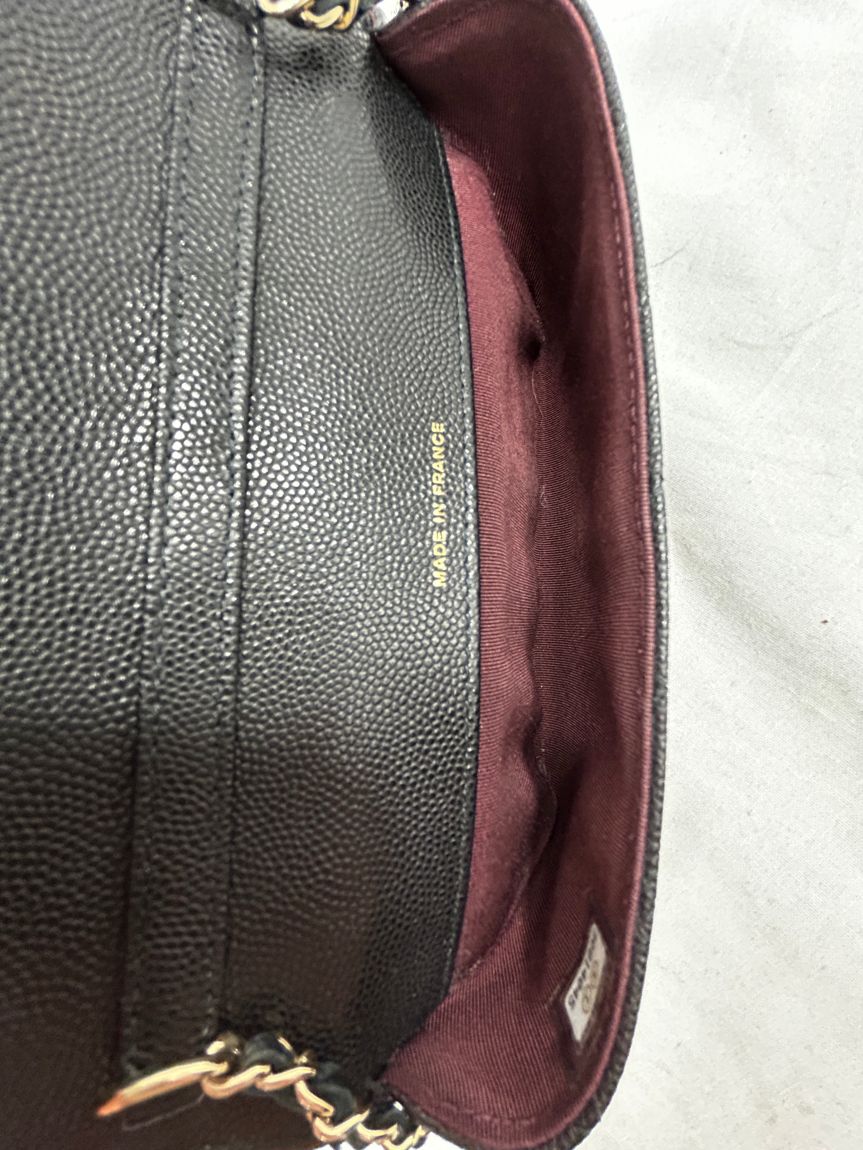 Black Caviar Quilted Sunglass Case Bag w/GHW Chain