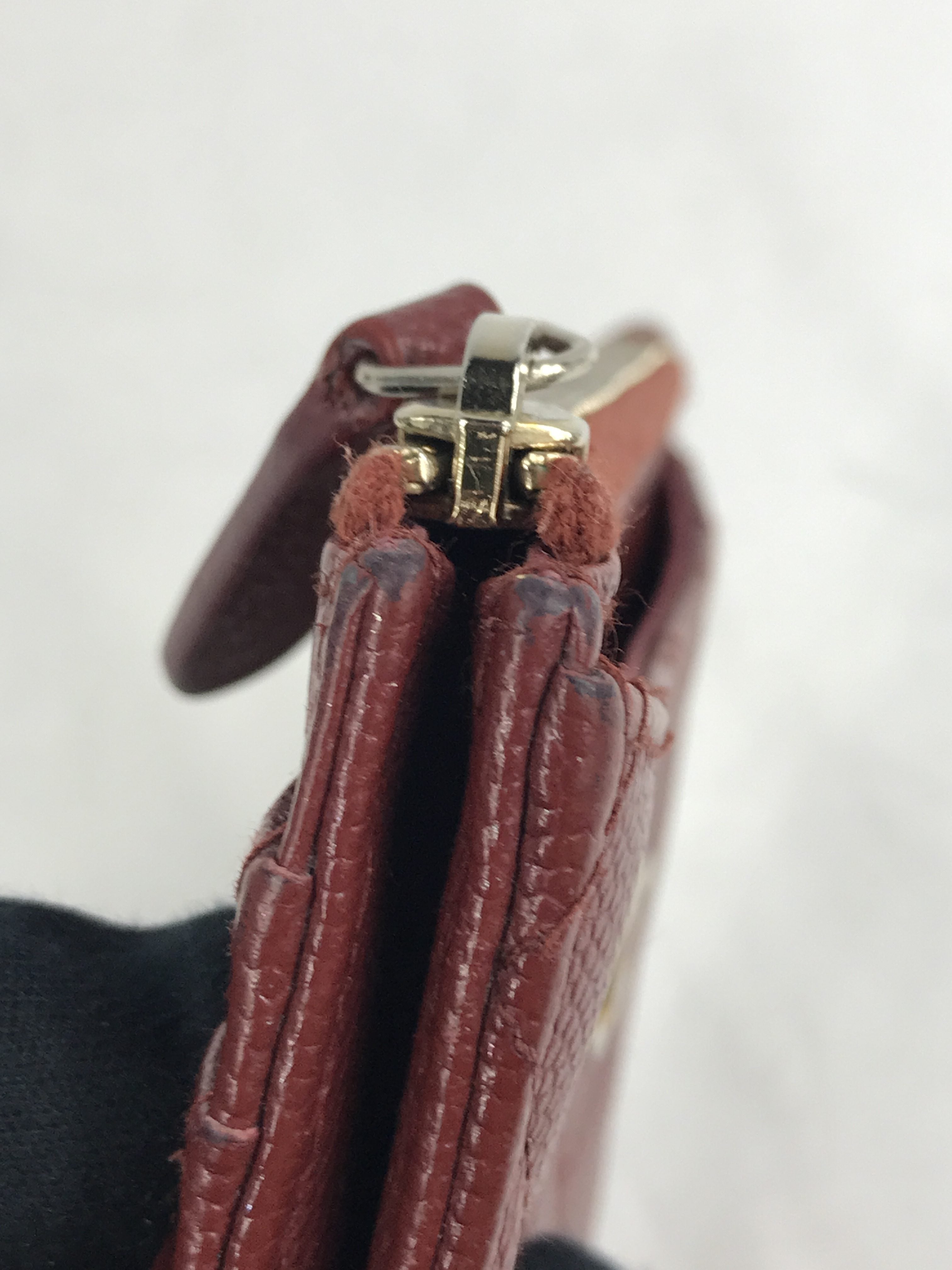 Brick Quilted Caviar CC Zip Card Holder Case w/ GHW