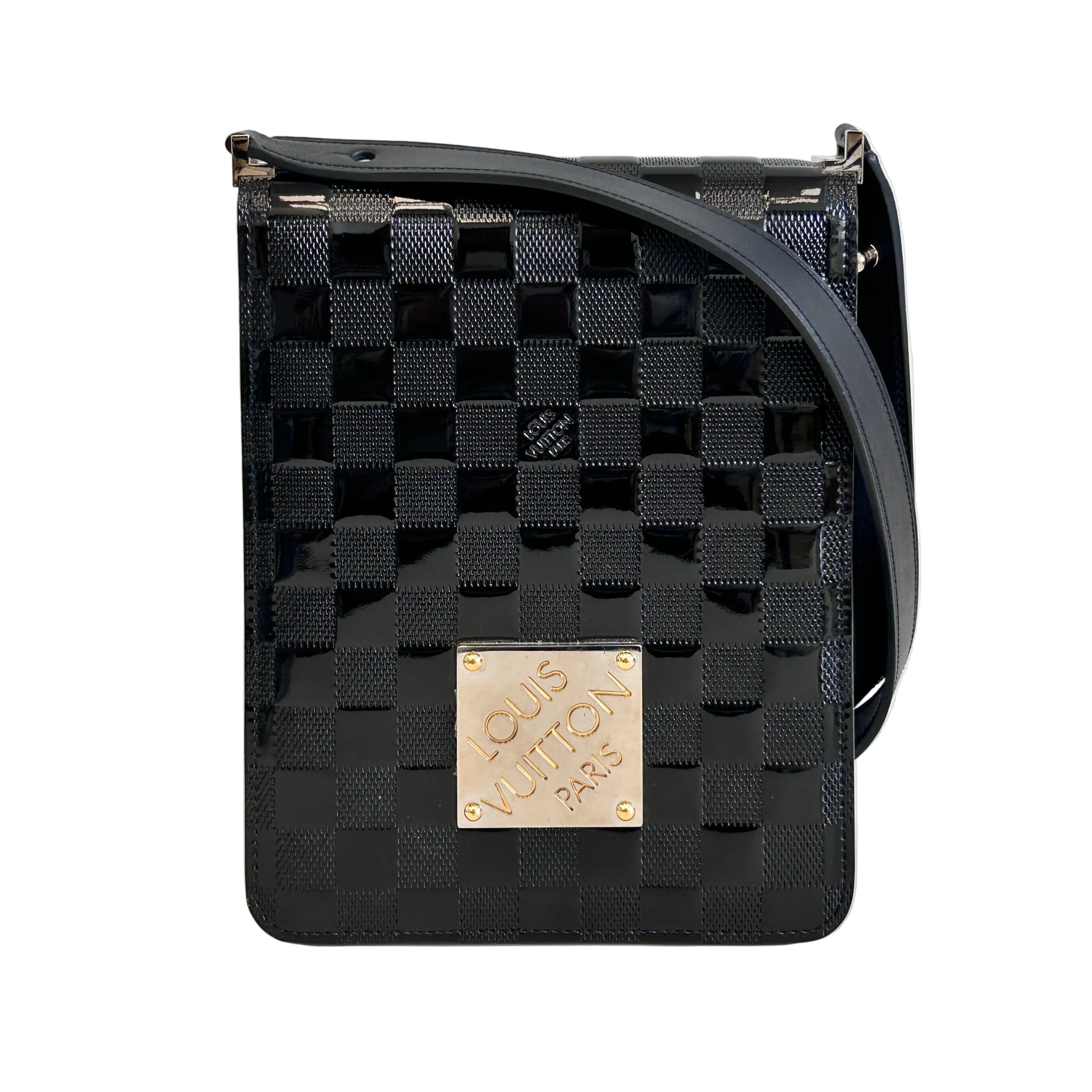 Limited Edition Black Damier Vernis Caberet Club Shoulder Bag