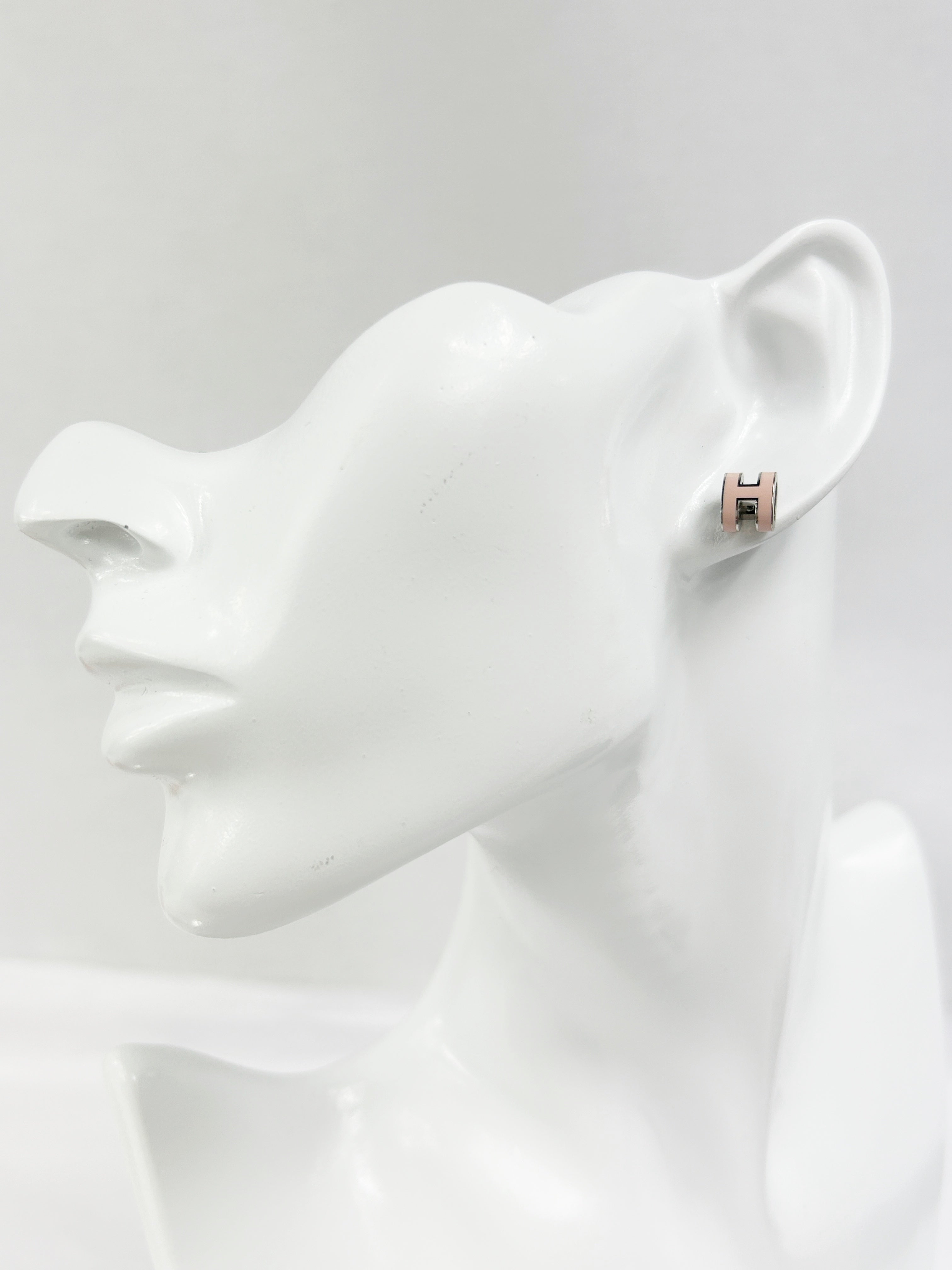 Rose Dragee Mini H Pop Stud Earrings w/PHW