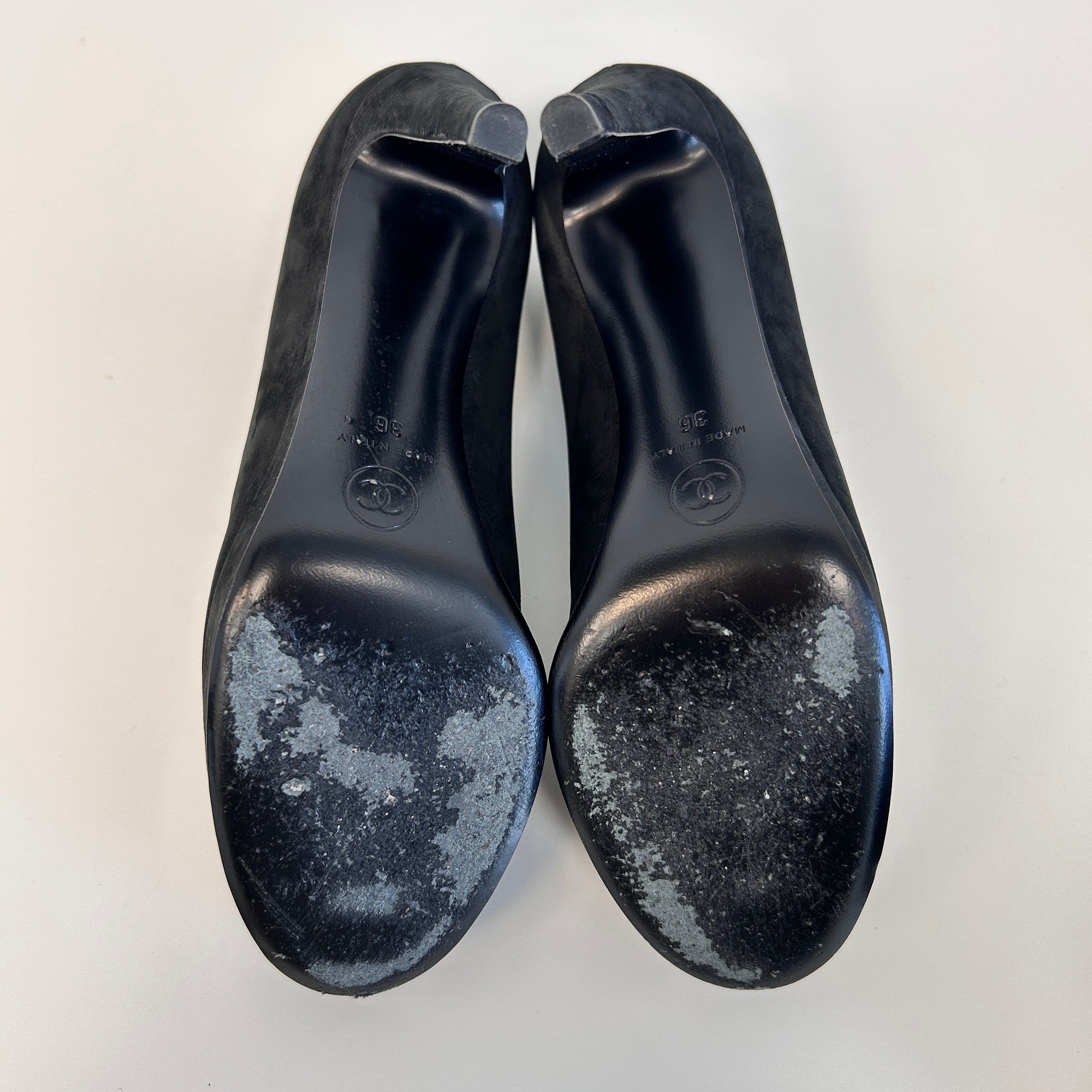 Black Suede/Leather Toe Cap Pumps - Haute Classics