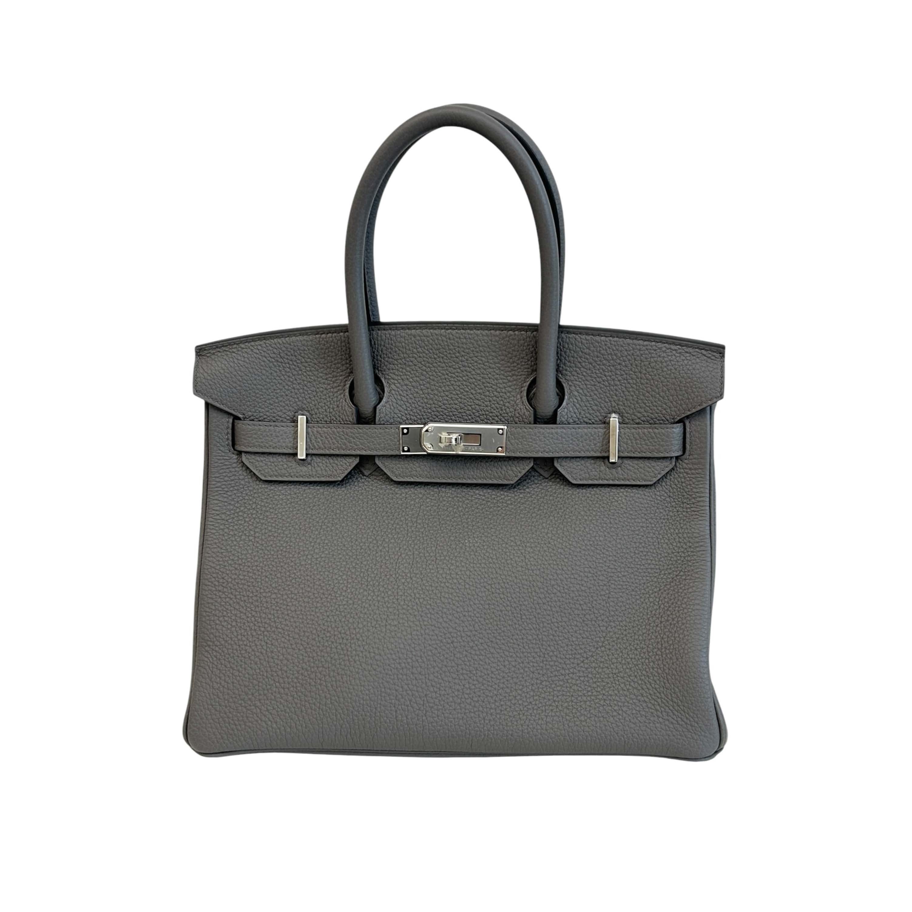 Hermes Etain Togo Leather Birkin 30 Bag w/PHW