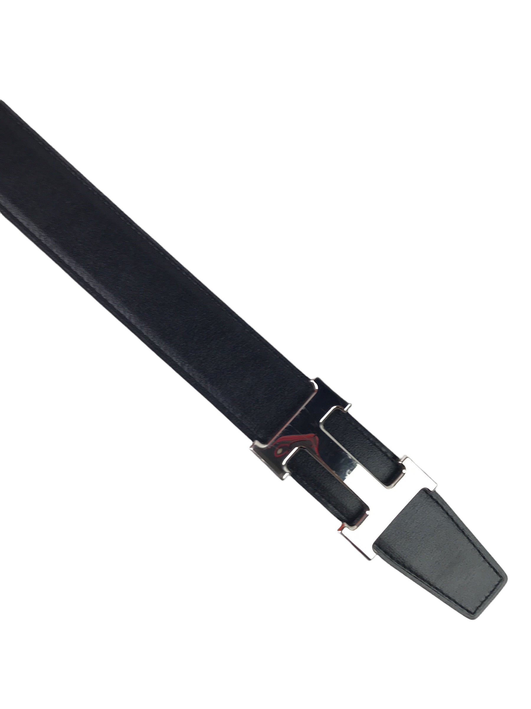 Black Box Calf/Etain Togo Leather H Belt W/PHW