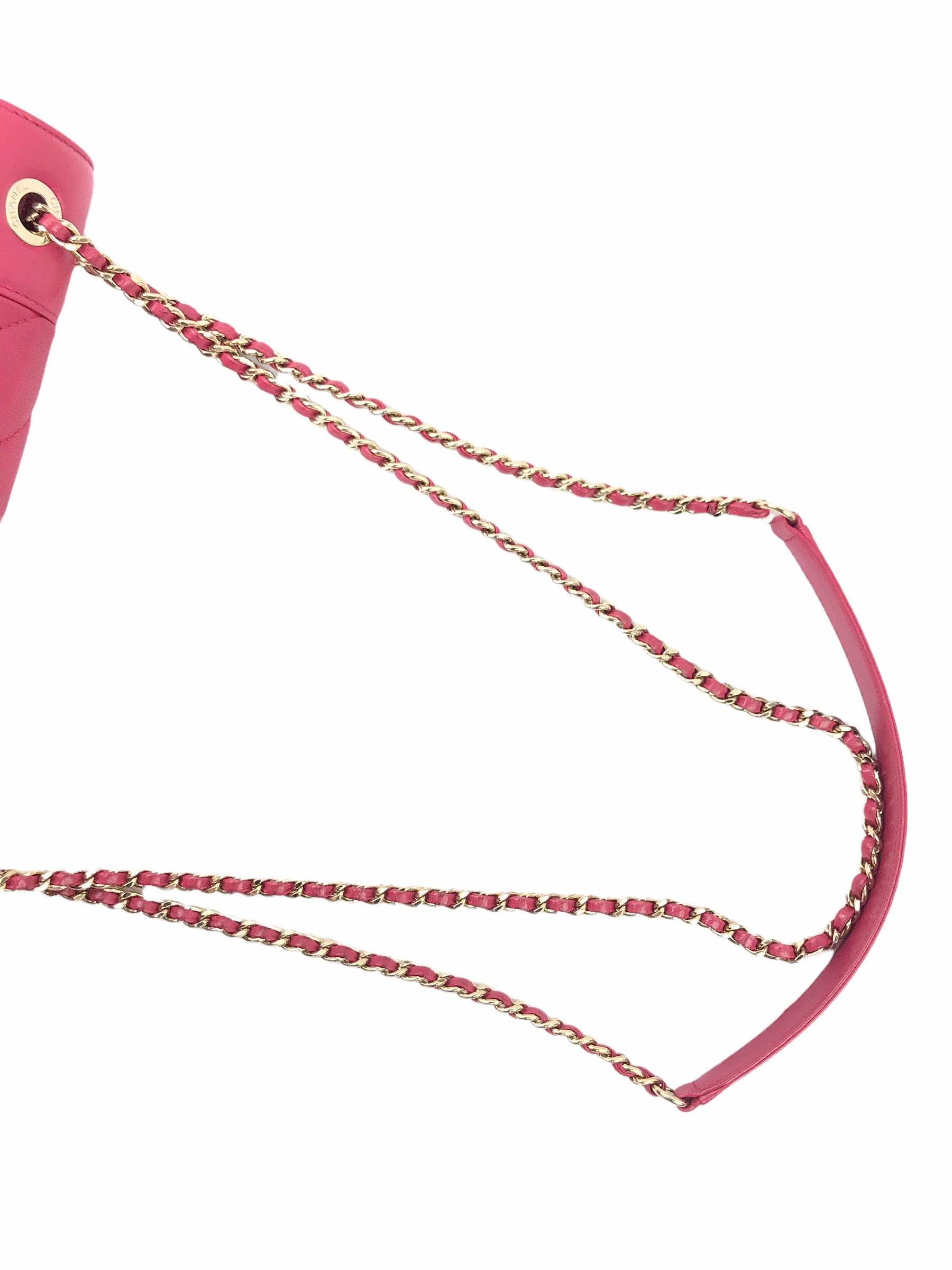 Fuchsia Pink Mademoiselle Vintage Sheepskin Flap Bag W/GHW