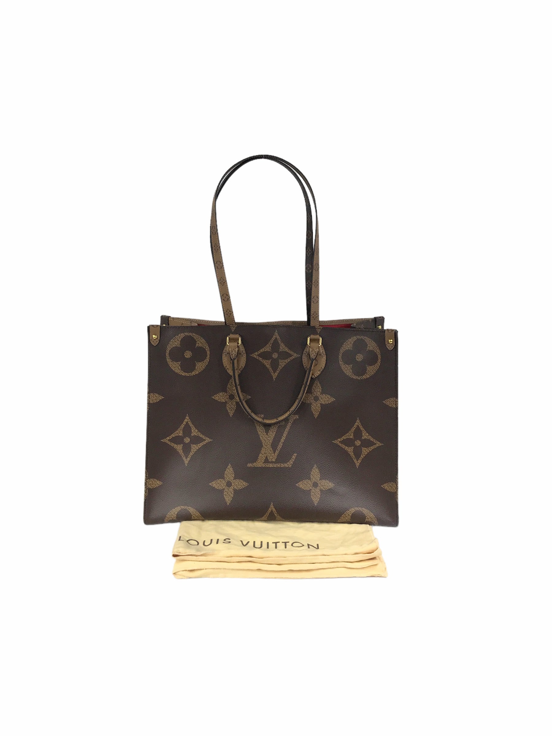 Brown Monogram Reverse Canvas OnTheGo GM Tote Bag W/GHW