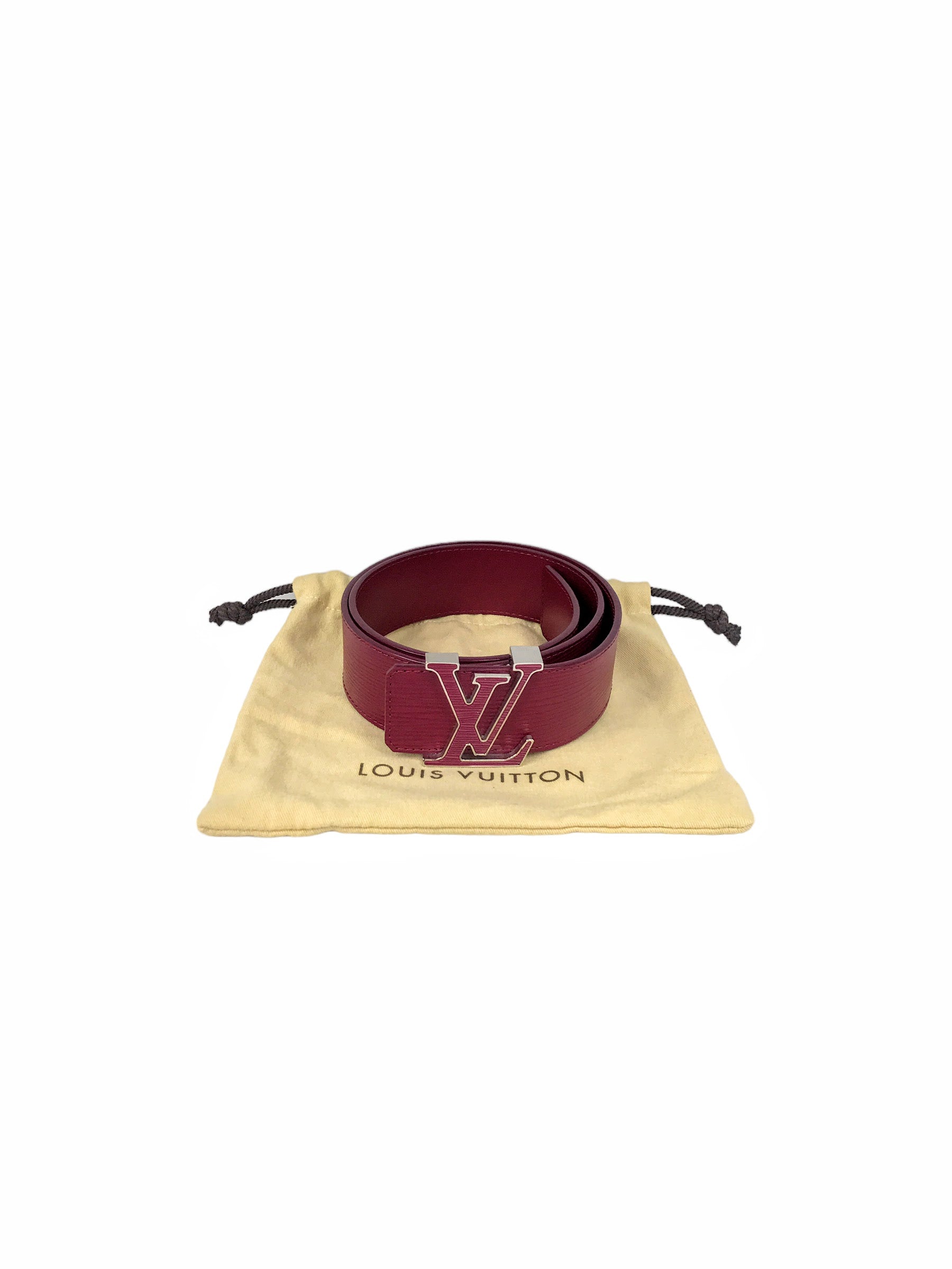 Raspberry LV Initials Wide Epi Leather Belt