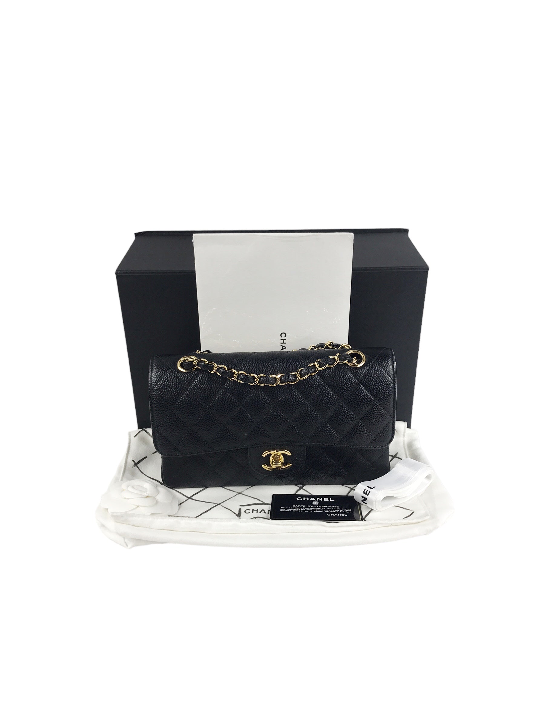 Black Caviar Small Double Flap Classic w/GHW