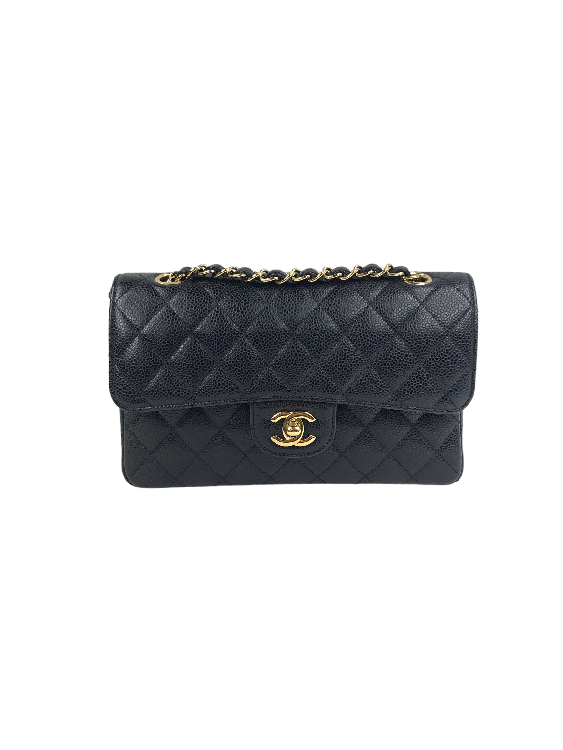 Black Caviar Quilted Small Classic Flap Bag W/GHW