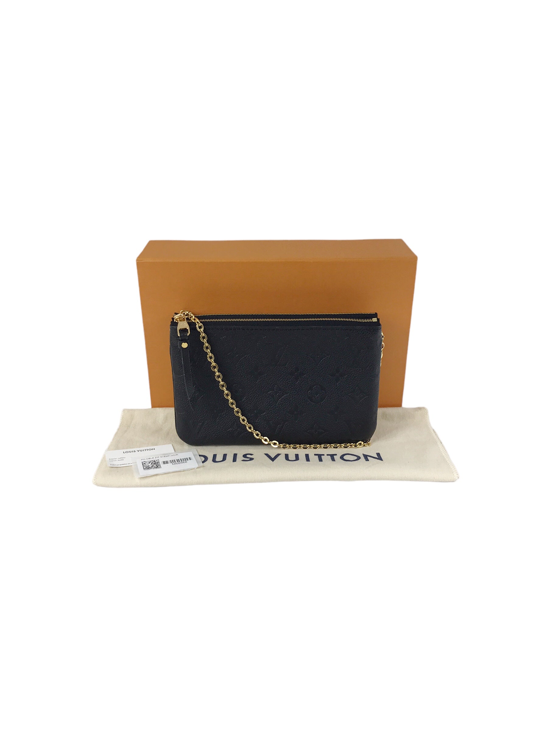 Black Monogram Empriente Leather Double Zip Pochette W/GHW