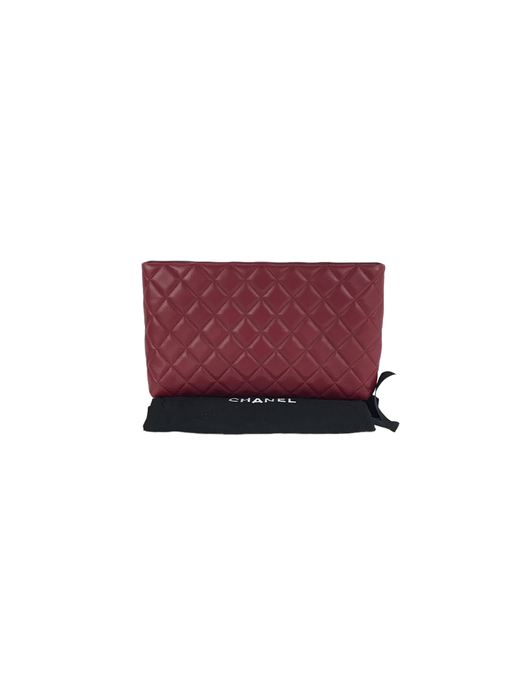 Red Quilted Lambskin CC Clutch W/SHW